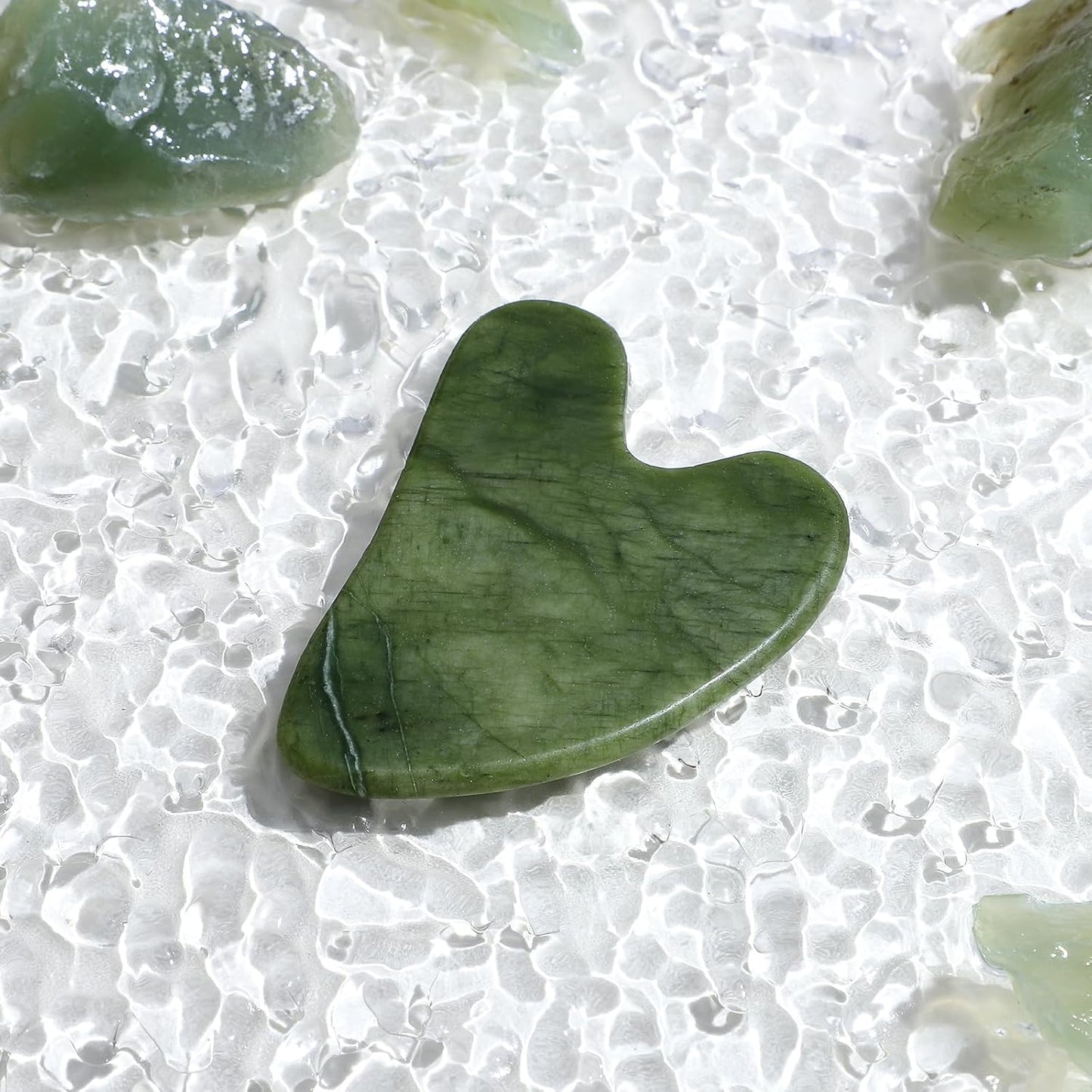 rosenice Gua Sha Scraping Massage Tool Natural Jade Guasha Board for Therapy Trigger Point Treatment Dark Green