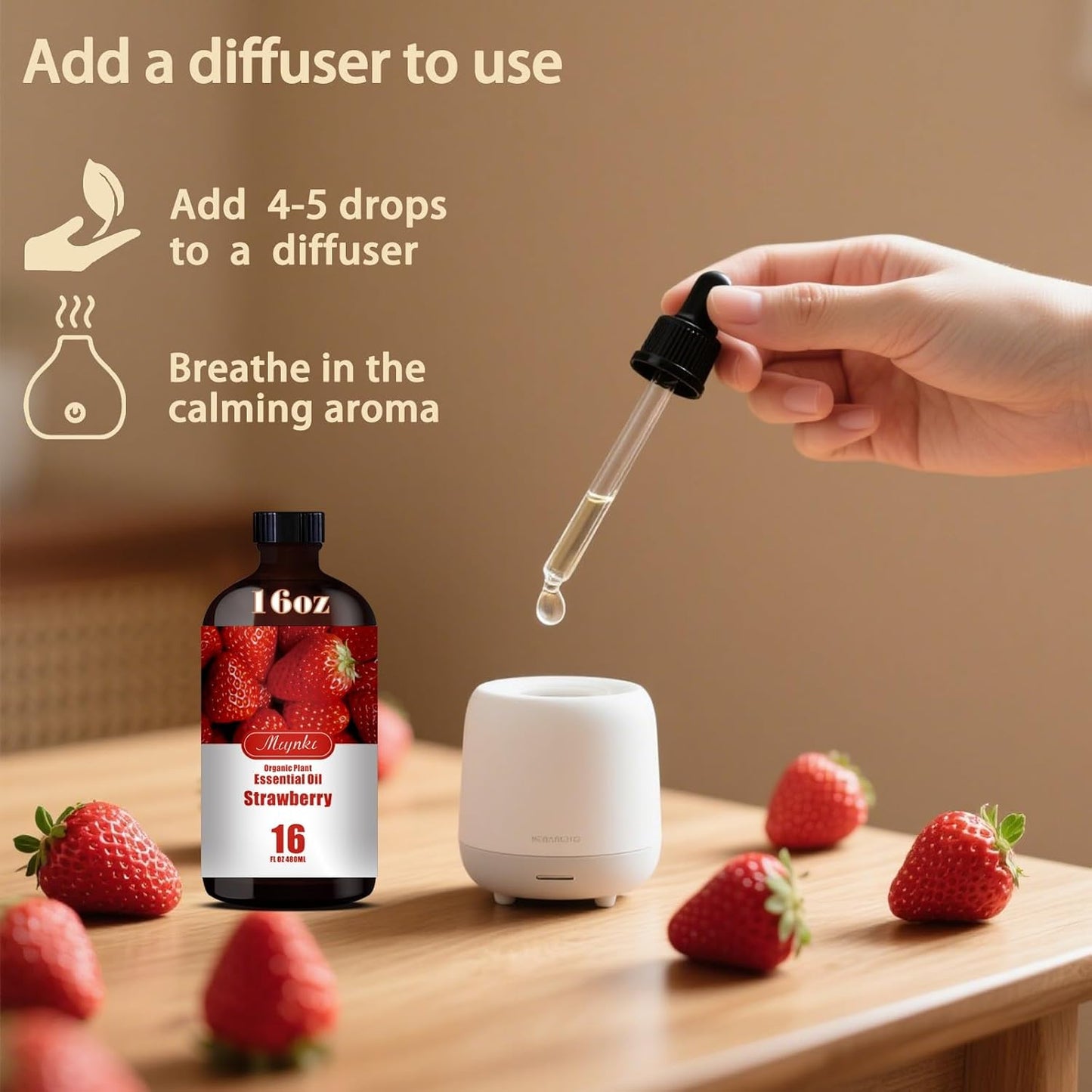 Strawberry Fragrance Oil-Strawberry Essential Oil 16.33oz (490ml)-100% Pure Natural Scent for Diffusers, Candles, Soap Making & Aromatherapy-Relaxing Home & Gift Essential Oil for Bath, Massage