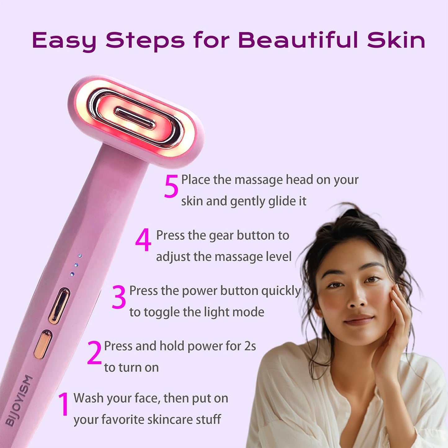 Red Light Therapy Wand for Face and Neck - 9 Color LED Massager - Multifunctional Anti-Wrinkle Face Lift Device - Microcurrent Facial Device for Skincare