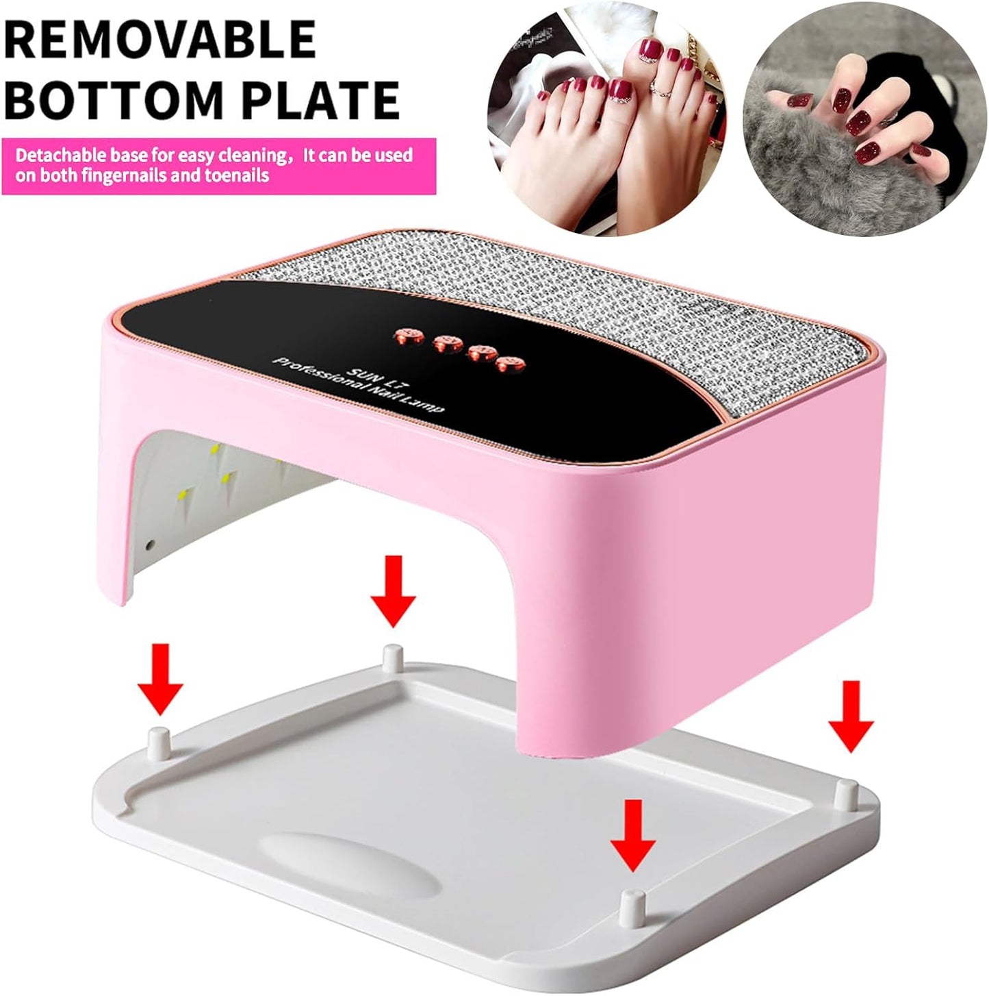 268W UV LED Nail Lamp, Gel Nail Light for Nail Polish UV Dryer with 4 Timers Professional Fast Curing Lamp Nail Art Tools with Rhinestone