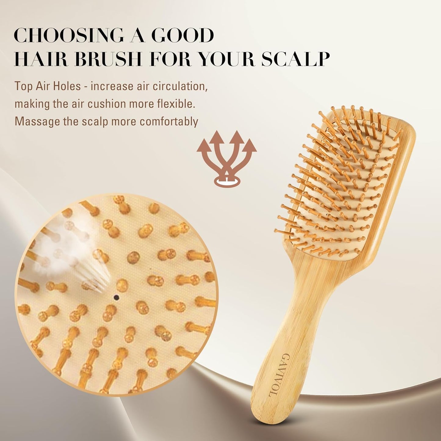 Bamboo Hair Brush, Paddle Detangling Brush for Scalp Massage & Hair Growth, Anti-Frizz & Static-Free, for Thick, Thin, Curly & Dry Hair