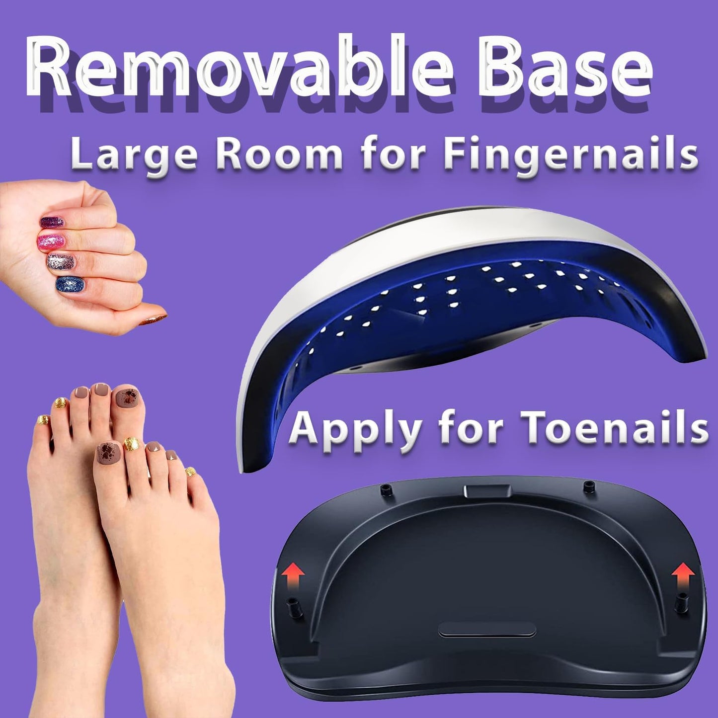 W&H 220W LED UV Light Dryer for Nails Gel Polish Lámpara para Uñas 57 LEDs 4 Timer Preset, Auto On Fingernail Toenail 6ft Powercord