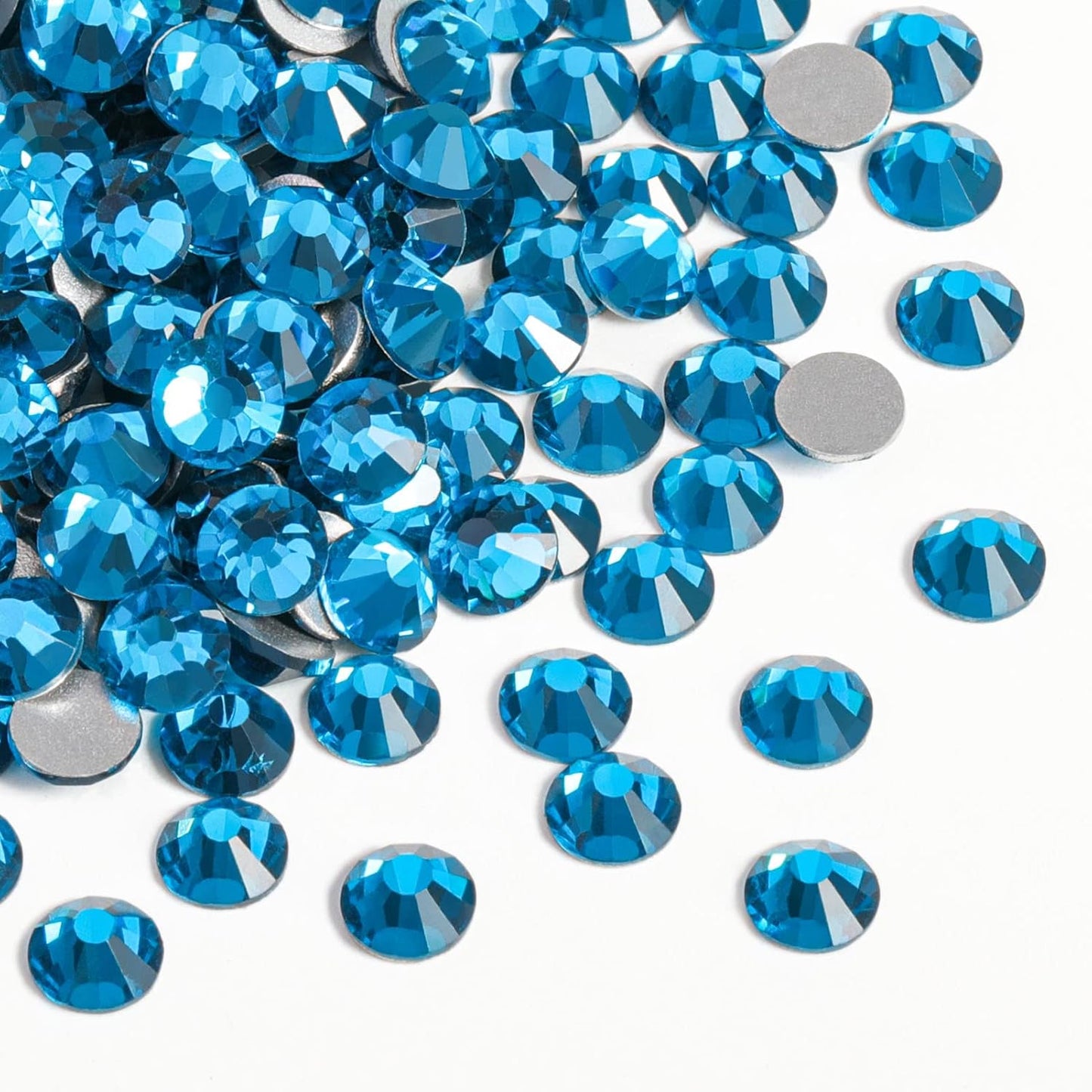 Beadsland 1440 Pieces Flat Back Crystal Rhinestones Round Gems,1.3mm-6.5mm,Indicolite,SS3,1.3-1.5mm