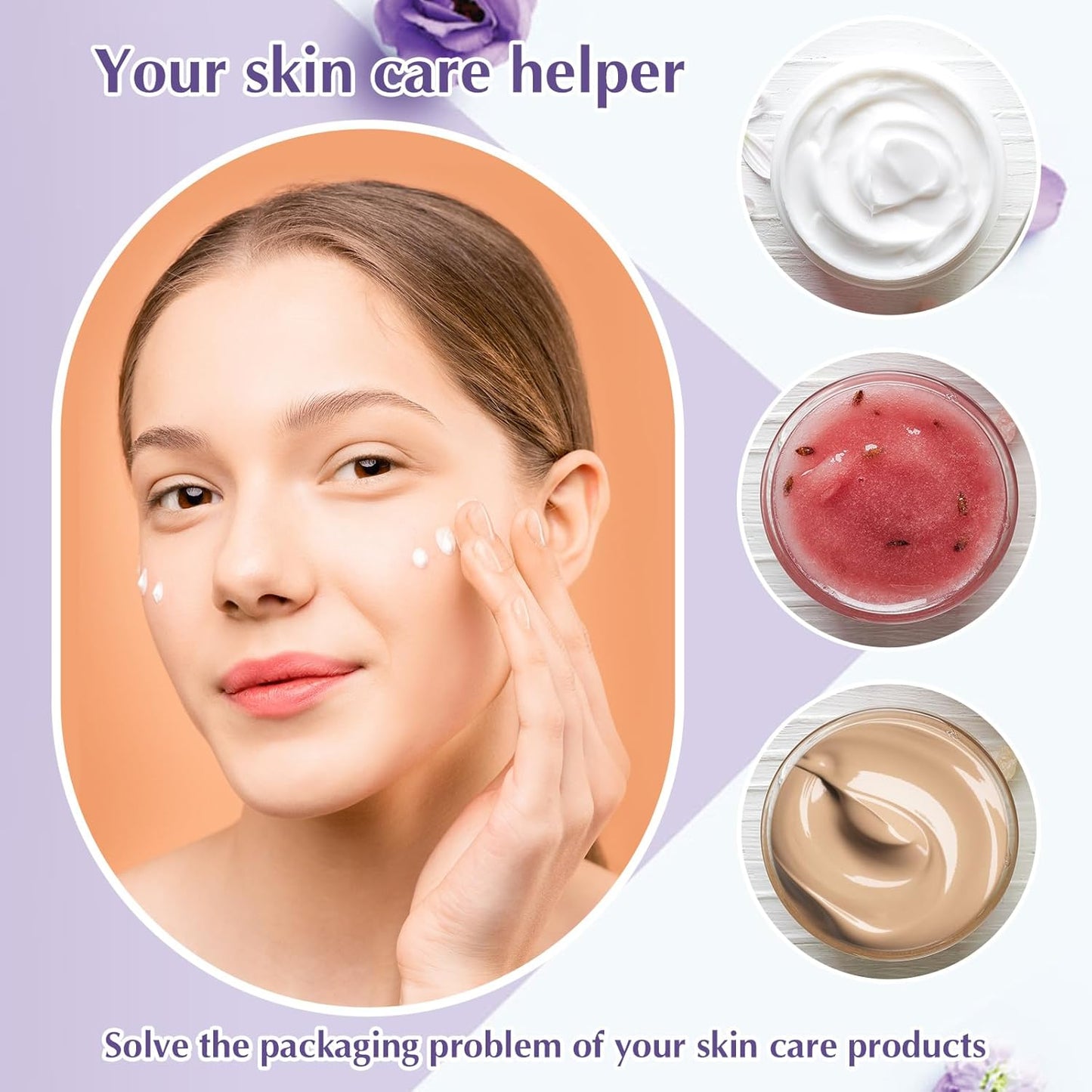 SATINIOR 100 Pcs Plastic Jars with Lids Small Containers Lids Wide Mouth Small Plastic Containers for Lotion Cream Rhinestones Body Butters Travel Storage(1 oz,White)