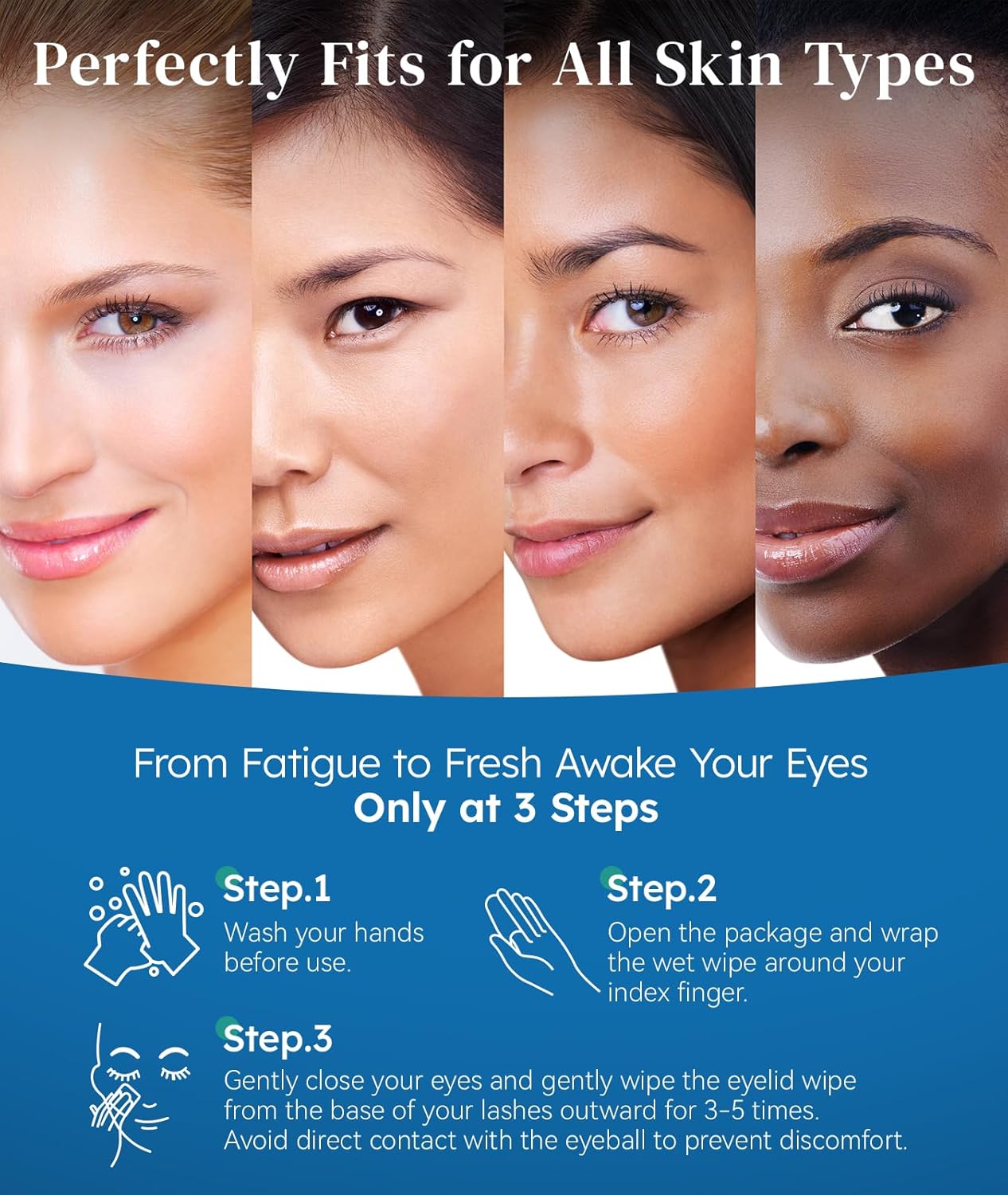 60-Count Eyelid Cleansing Wipes for Dry Eye & Blepharitis, tea tree oil Pre-Moistened Hypoallergenic EyeWipes for Sensitive Itchy Eyes, Individually Wrapped Eyelid Wipes Travel Essentials