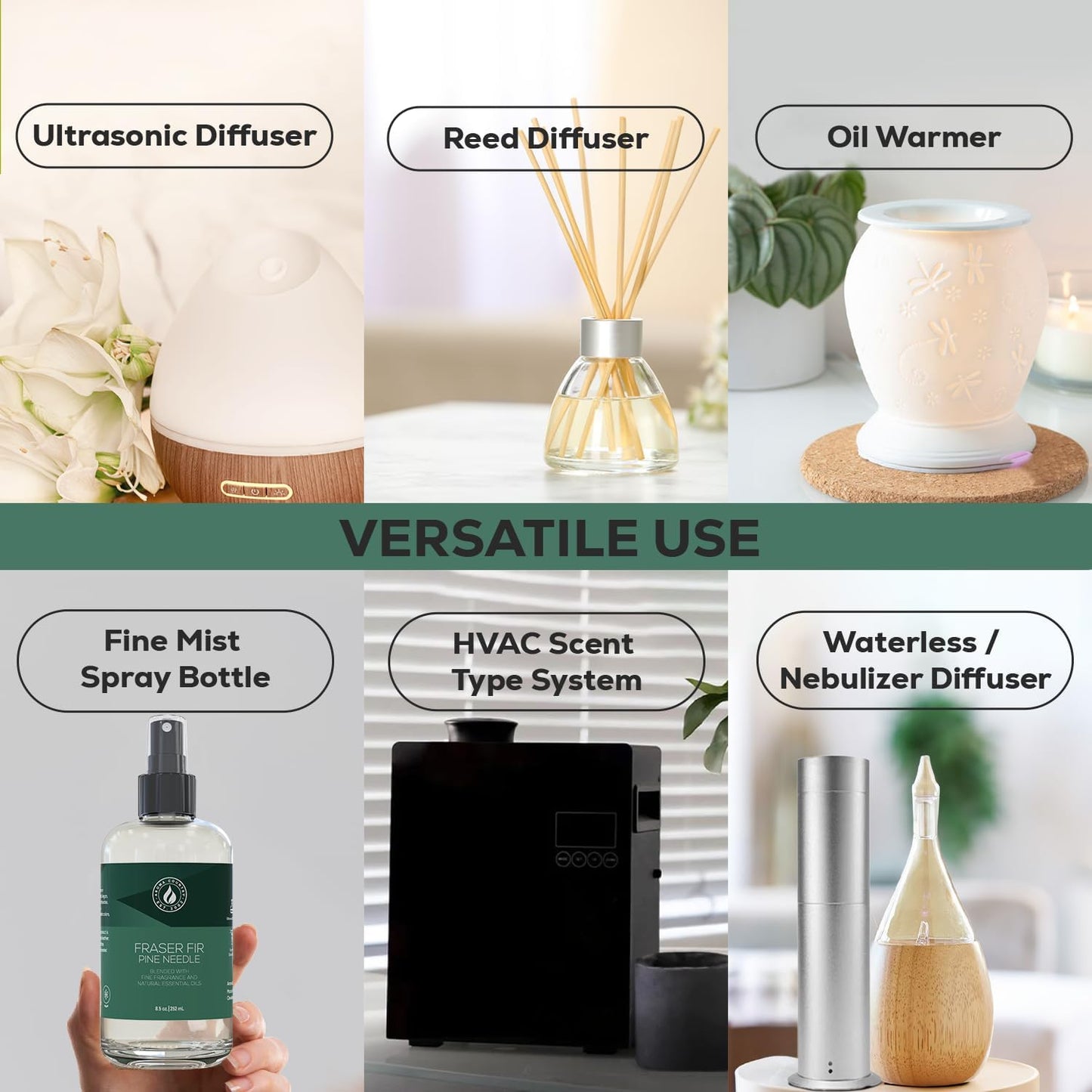 Aroma Country Fraser Fir Diffuser Oil - Luxury Essential Oils for Diffuser Refill & Air Freshener Room Spray - Long-Lasting & Natural Home Fragrance, Pine Needle Scented Oil for Diffusers (8.5 Fl. oz)