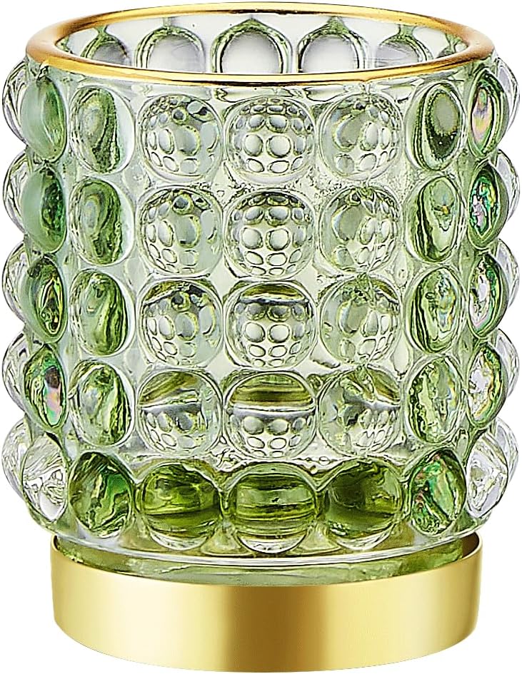 Makeup Brush Holder Organizer,Toothbrush Holders,Desk Pen Pencil Holder,Multifunctional Vintage Glass Brush Cup(A38-5-US/Green/S)