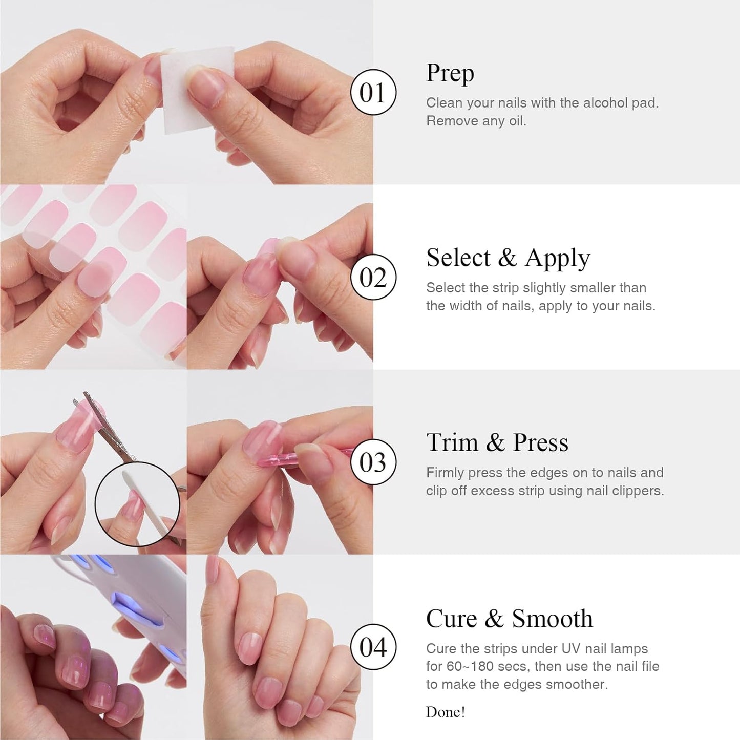 Semi Cured Gel Nail Strips, 20pcs, Multicolor Bubble Nail Wraps, Waterproof, 2 Weeks Long Lasting