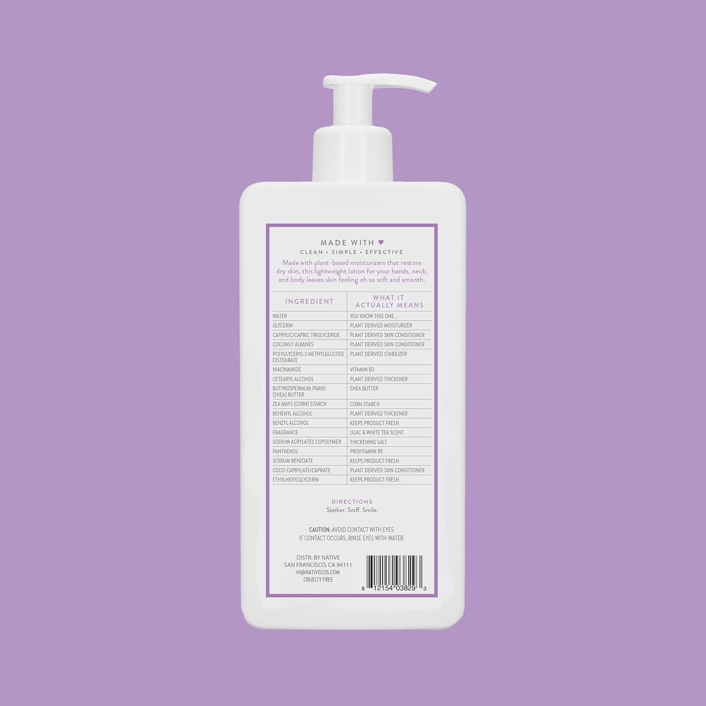 Native Body Lotion Contains Naturally Derived Plant-Based Moisturizers for Women and Men | Restores Dry Skin, Lilac & White Tea, 16.5 fl oz