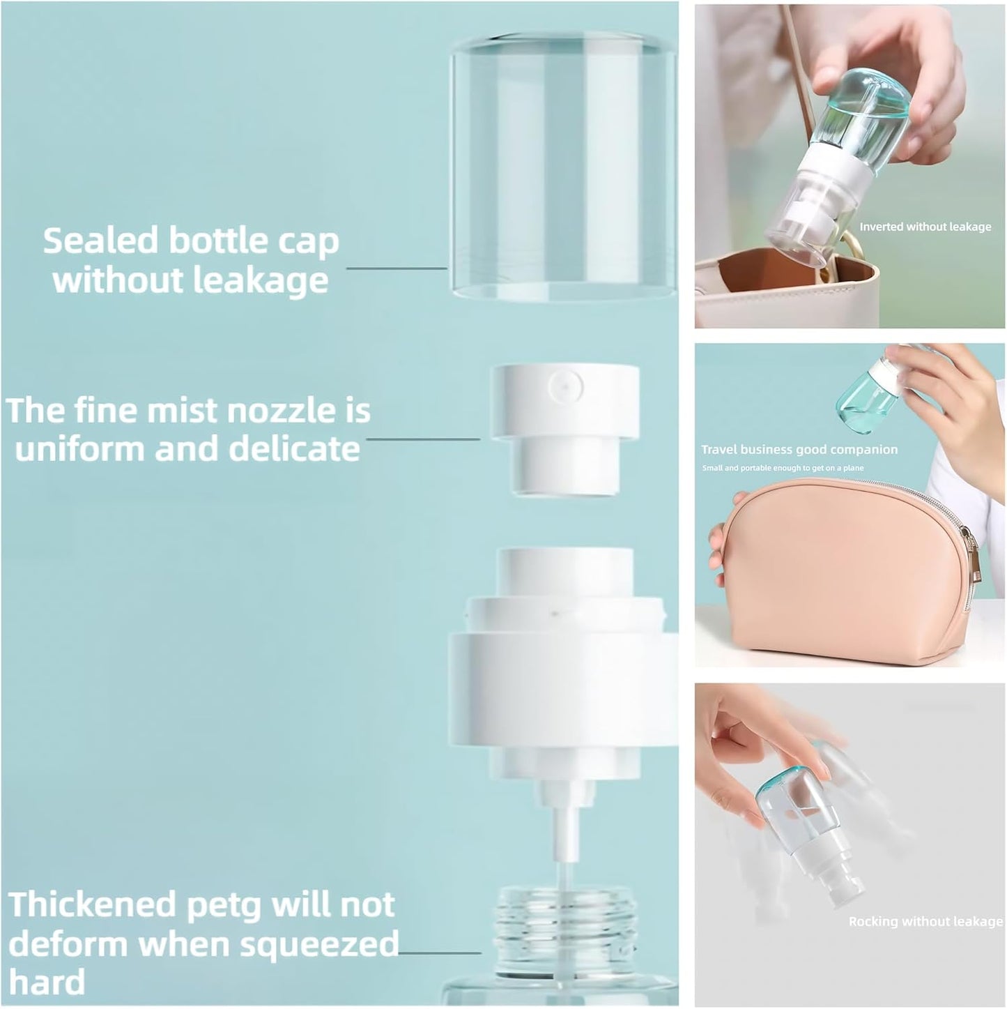 6 Pack 1oz 30ml Travel Spray Bottles TSA Approved - Leakproof Plastic Fine Mist Sprayers for Toiletries, Skincare & Plants, Portable Mini Sprayer Set with Secure Caps & Assorted Colors