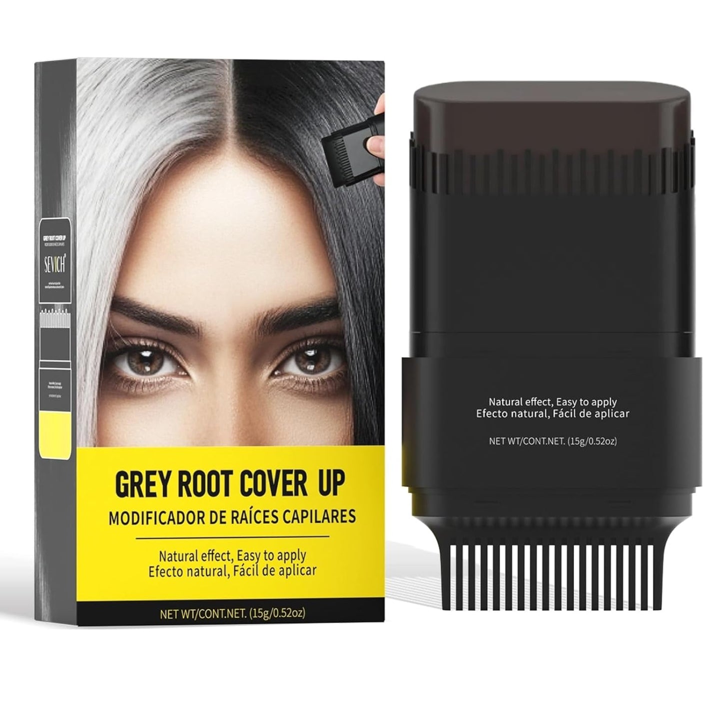 Gowwim Hair Dye Comb, Instant Portable Gray Hair Cover up Hair Dye Stick 2-in-1 Hair Color Stick Natural & Long-lasting Root Touch up Hair Color Comb Waterproof for Women & Men 15g/0.52 oz Dark Brown