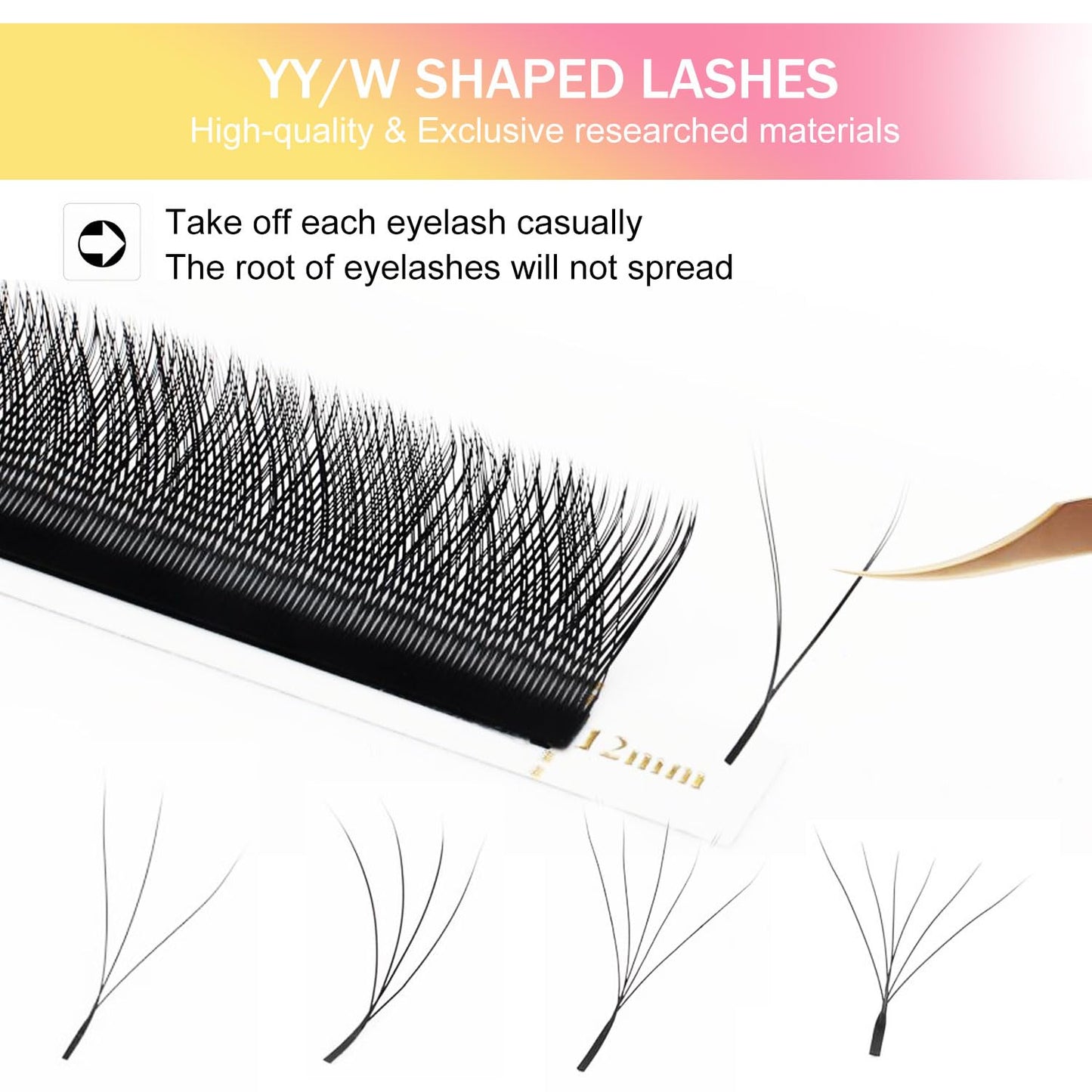W Lash Extensions 3D Eyelash Extensions W Shape 0.07mm Thickness C Curl Mix 8-15mm Premade Fans Individual Lashes Matte Black W Lashes 12 Rows Crisscross False Eyelashes(W-3D-0.07-C,8-15mm)