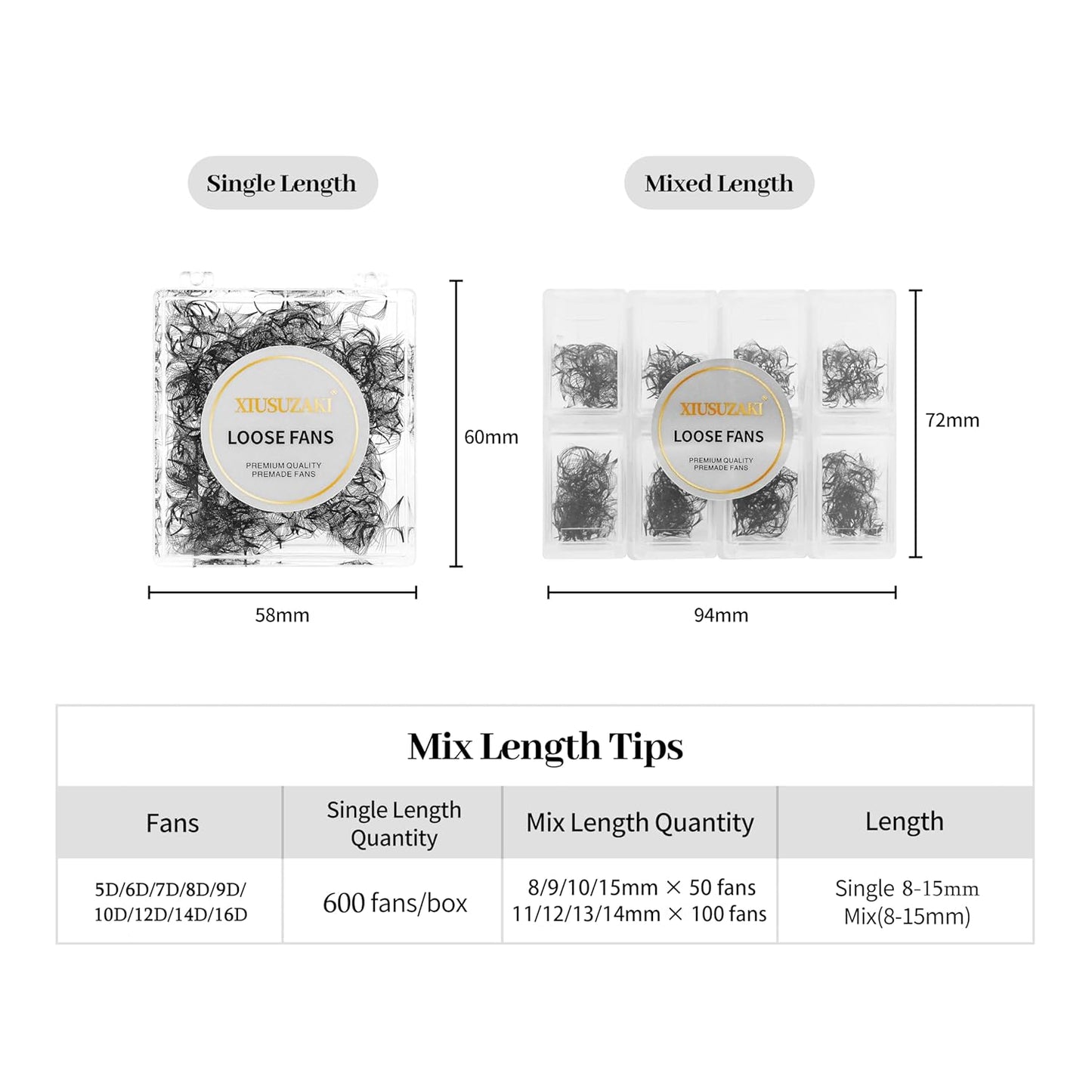 Premade 600 Lash Fans 12D Volume Eyelash Extensions 0.07mm D Curl Mix 8-15mm Fluffy Soft