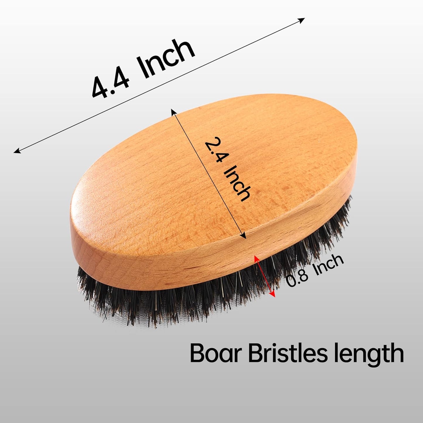 PERFEHAIR Boar Bristle Beard Brush for Men, Firm Bristles Wood Hair Comb for Mustache, Thin, Short Hair - Military Style