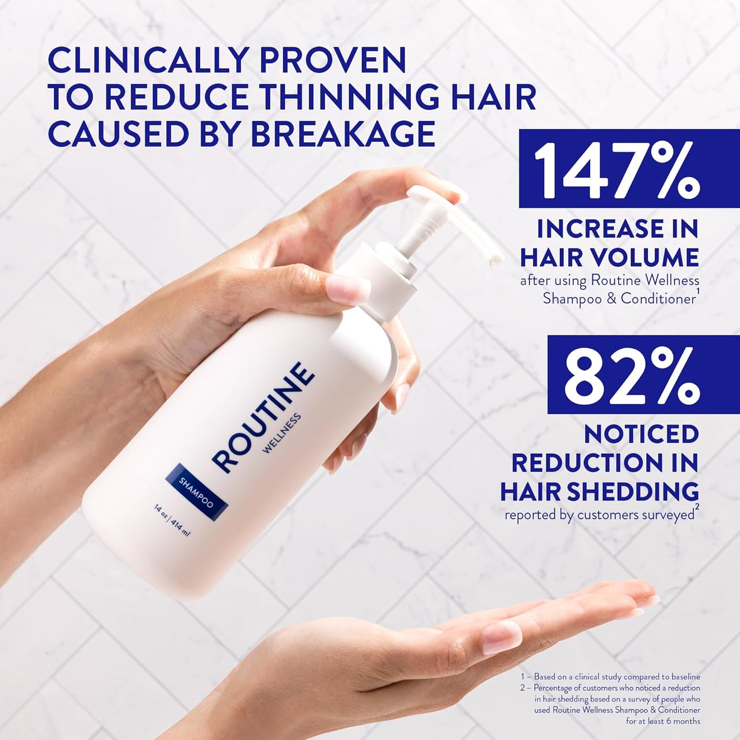 Routine Wellness Anti-Thinning Shampoo for Thinning Hair - Biotin DHT Blocker Women & Men - Color Safe Shampoo for Hair Loss & Healthy Hair - Jasmine & Orange Blossom 14oz