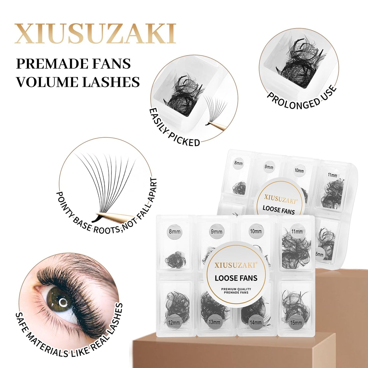 Premade Fans Eyelash Extensions 600 Fans 5D Premade Lash Fans Volume Lash Extensions 0.07 Thickness Eyelash Extension D Curl Mix 8-15mm Fluffy Soft Handmade Loose Fan(600Fans-5D-0.07-D,8-15mm)