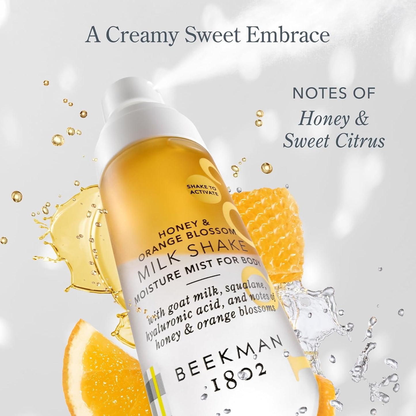 Beekman 1802 Milk Shake Body Mist - Honey & Orange Blossom 4.7 fl oz - Hyaluronic Acid, Jojoba Oil, Instantly Moisturizes, Hydrates & Softens, Good for Sensitive Skin, Cruelty Free