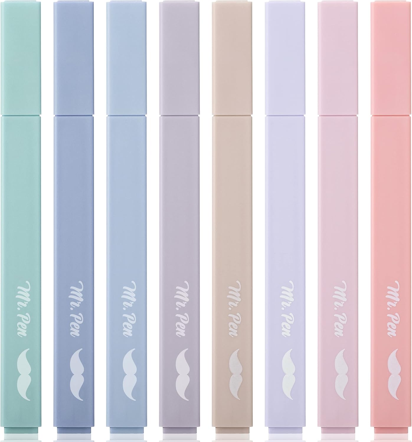 Mr. Pen Aesthetic Highlighters - 8 pcs Chisel Tip Morandi Colors No Bleed Bible Pastel Highlighter Set