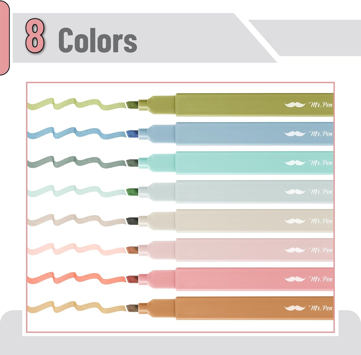 Mr. Pen- Aesthetic Highlighters, 8 Pack, Chisel Tip, Natural Earth, Cute Highlighters Assorted Colors