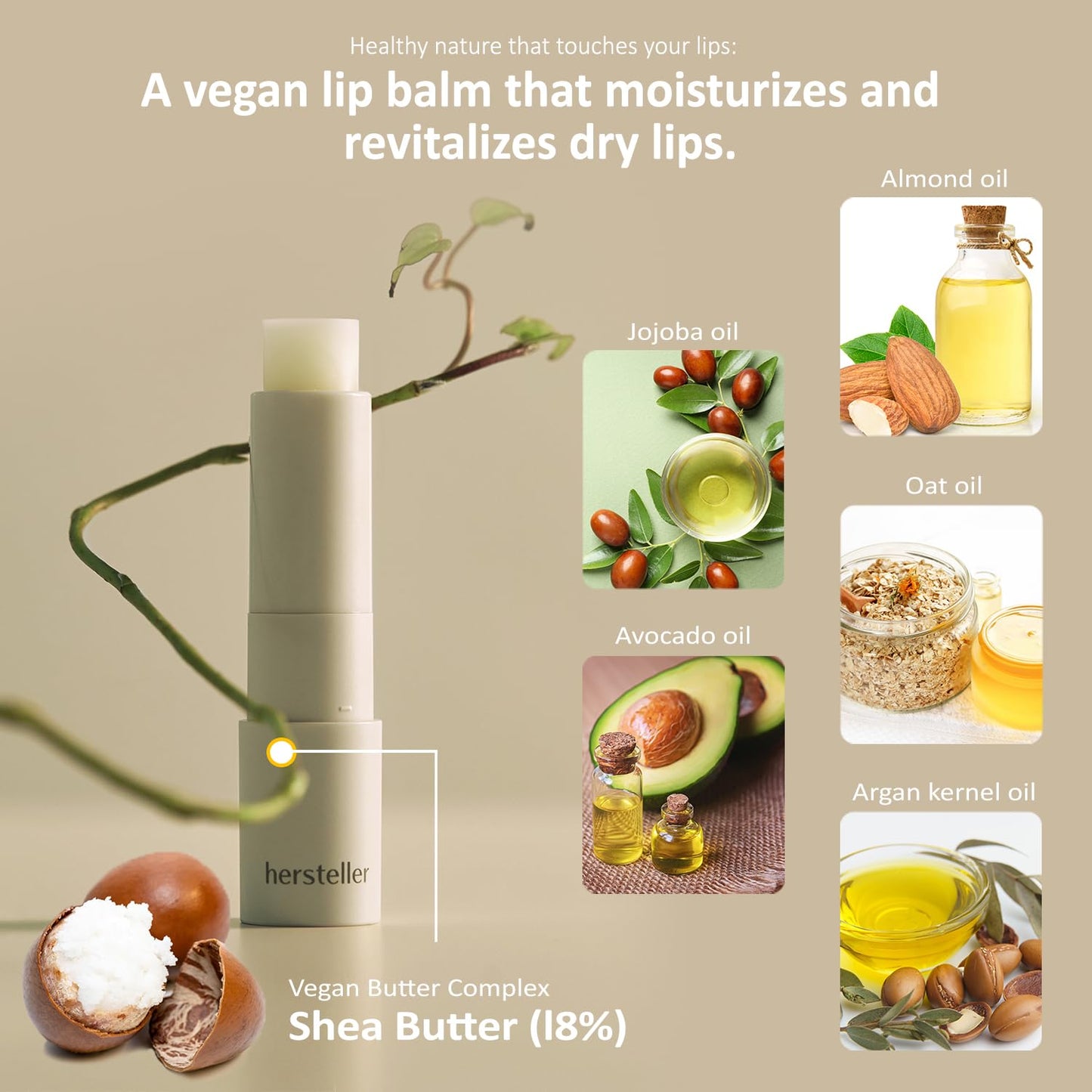 hersteller Nearby Recharging Lip Balm Vegan Butter Complex Intensive Moisturizing Treatment for Dry Lips and Cheek Natural Healthy Colors Nutty