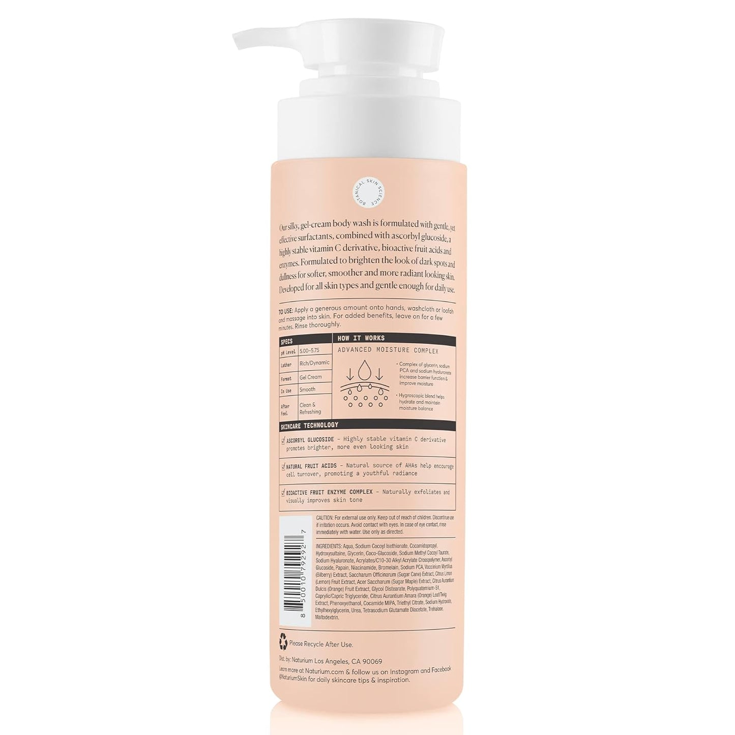 Naturium The Brightener Vitamin C Body Wash, Gentle Cleanser for Smoother-Looking Skin, Removes Dirt, Oil & Other Impurities, 16.9 oz