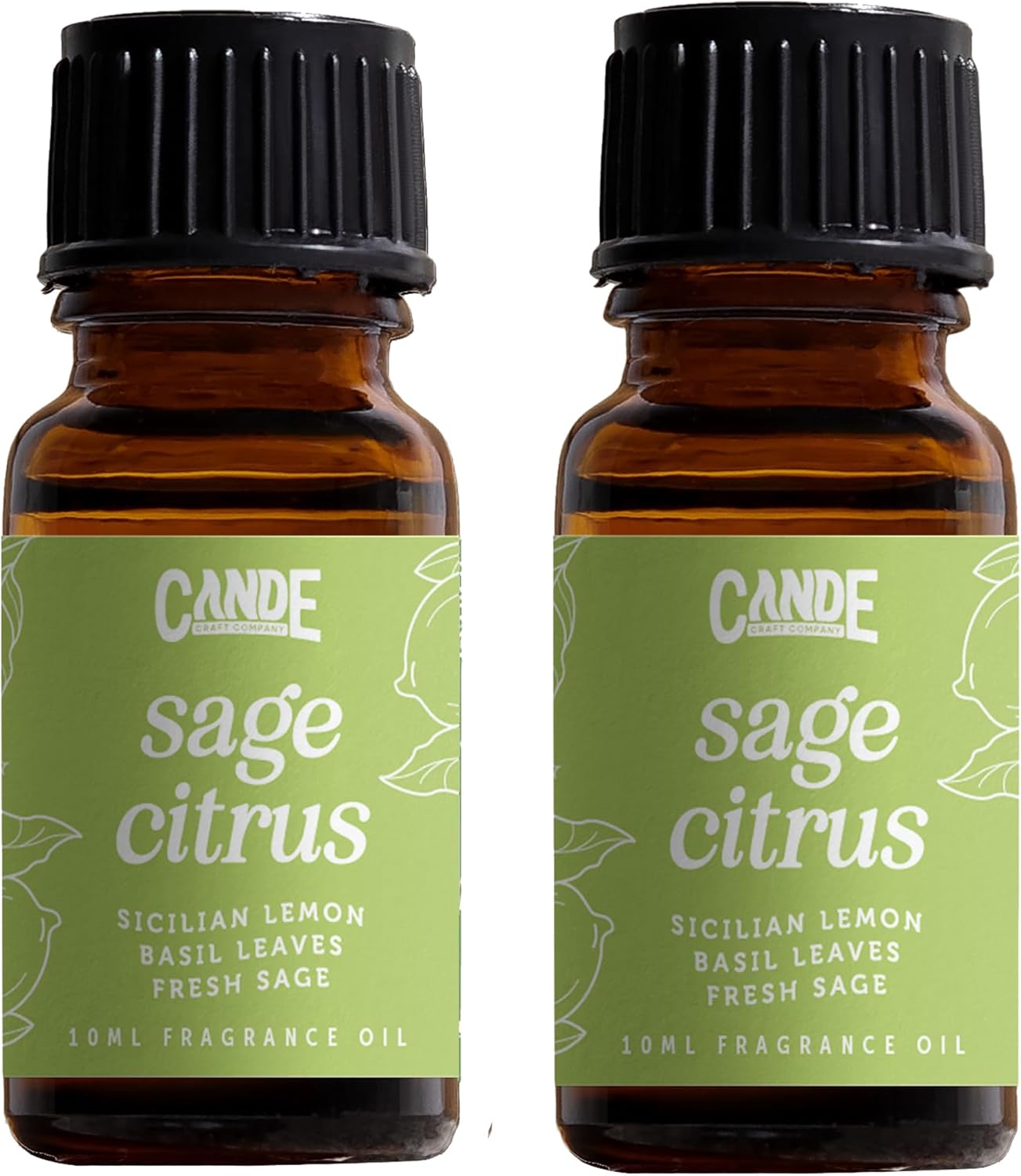 CANDECraftCo Premium Fragrance Oil – Diffuser Oils Fragrances Scented for Home, Candle Soap Making Supplies, Aromatherapy Blends for House (0.34 Fl Oz) (2-Pack, Sage Citrus)