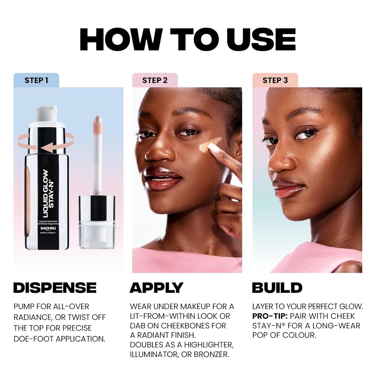 Sacheu Liquid Glow STAY-N Liquid Highlighter & Illuminator Makeup — 30ml Long Lasting Luminous Glow Lightweight Dewy Finish, Aura Glow