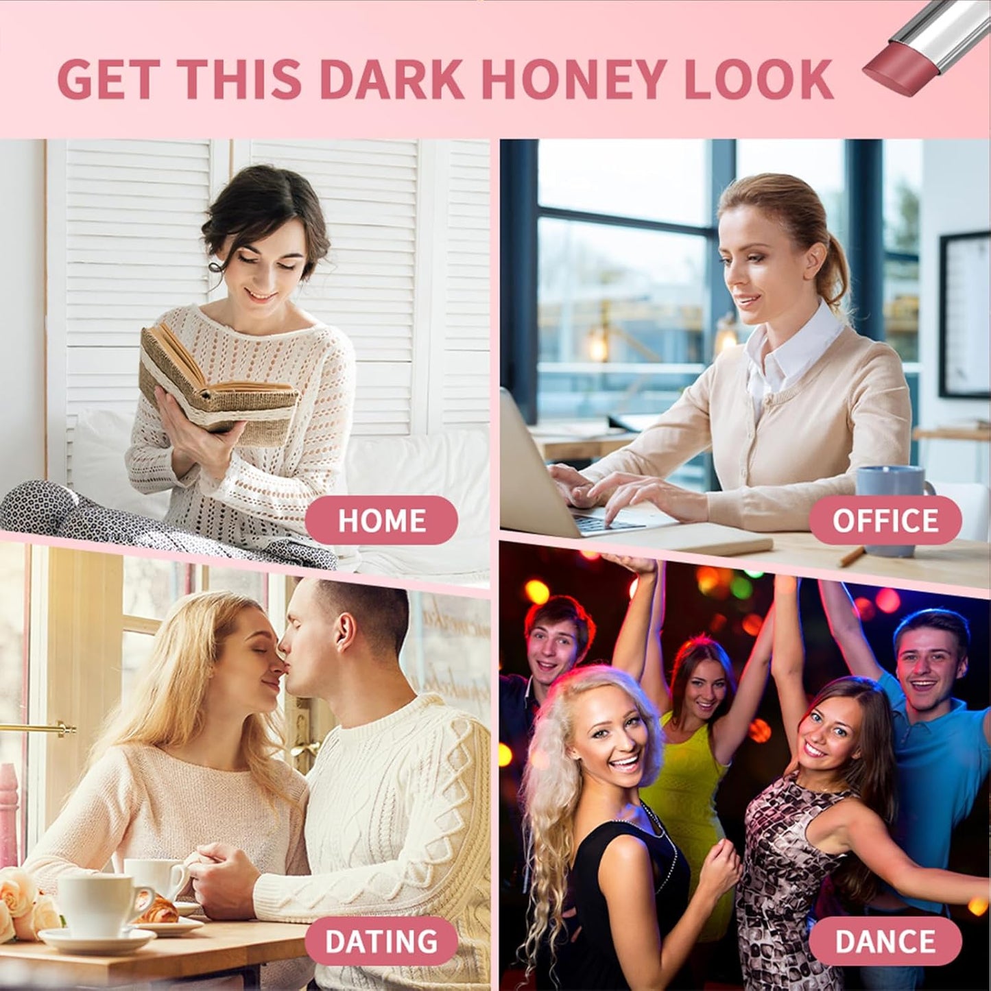 Black Honey Lip Balm, Lip Tinted, Moisturizing Lip Care for Soft Smooth Lips, Long Lasting Hydration, Natural Ingredients Nourishing Formula for Dry Lips (1PCS Pink Honey, Large)