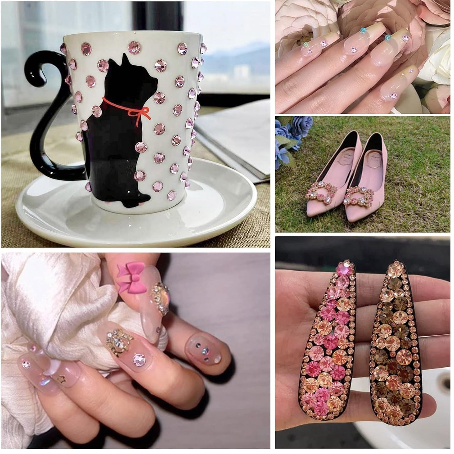 beadsland Flat Back Crystal Rhinestones Round Gems, Light Pink (2.7-2.8mm) SS10/1440pcs