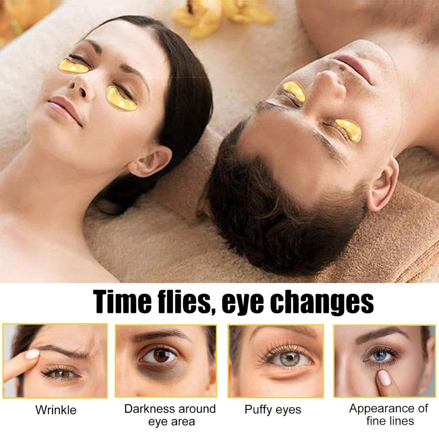 Eakroo 30 Pairs Lip Masks & Eye Masks, 24K Gold Crystal Gel Collagen Eye Patches, Under Eye Patches for Puffy Eyes, Bachelorette Party Favors, Bridesmaid Gifts, Stocking Stuffers, Skincare