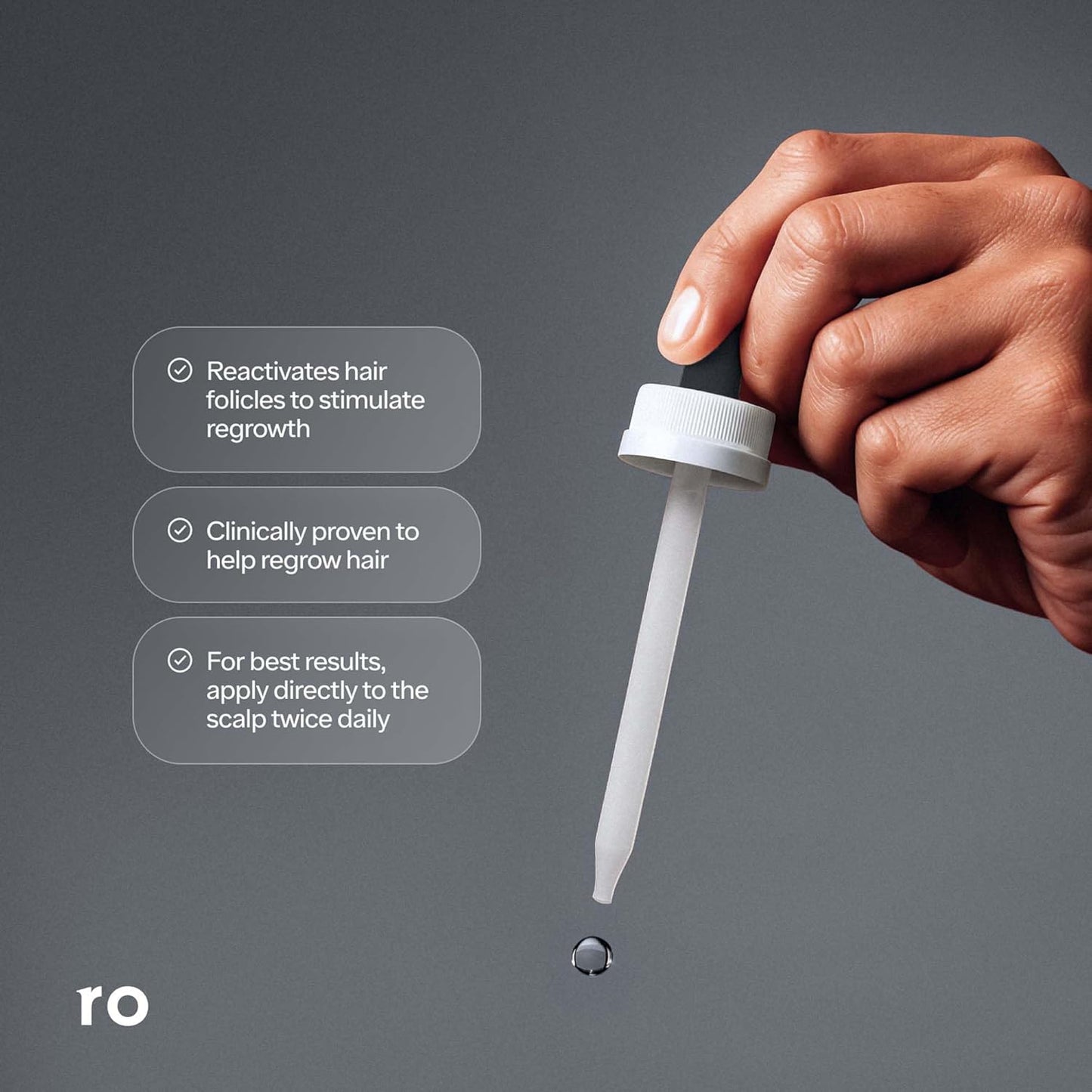 ROMAN Minoxidil 5% Solution for Men's Hair Loss and Regrowth, Unscented Liquid, Clinically Proven, 2 fl oz