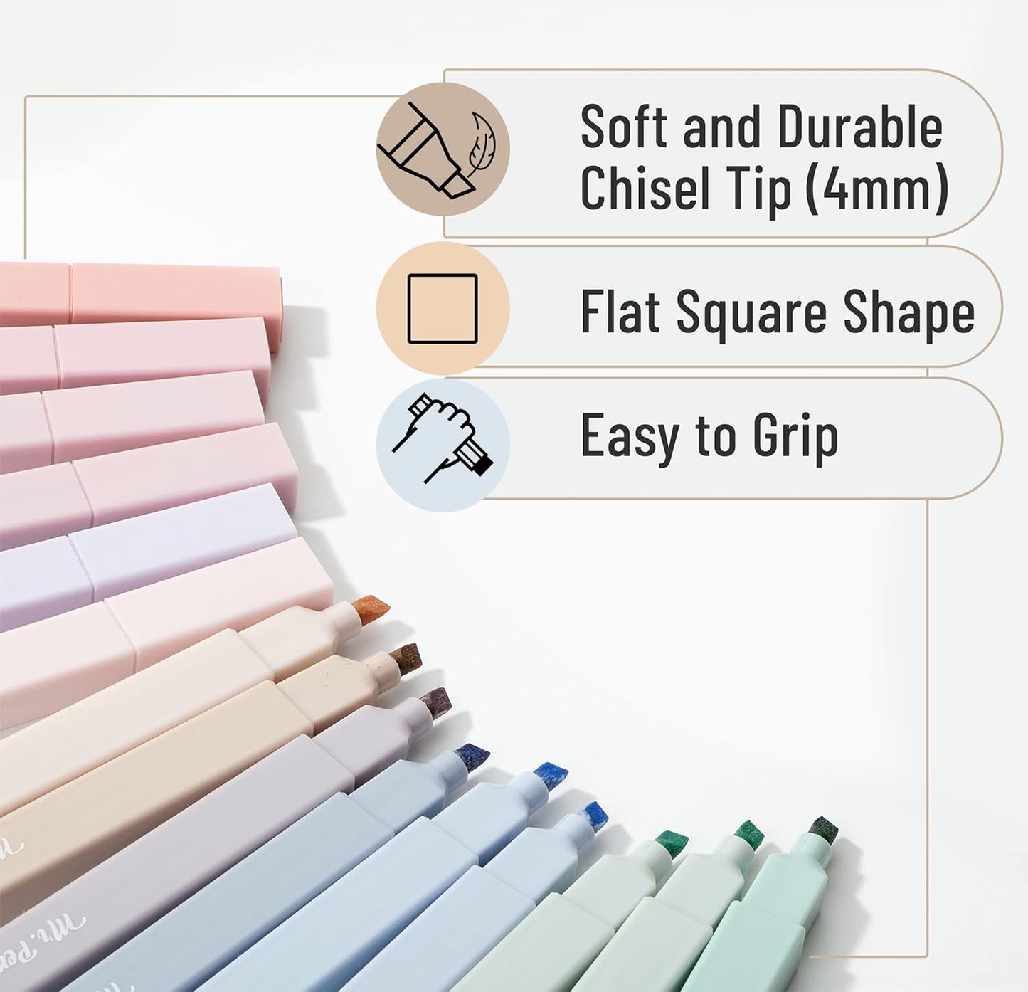 Mr. Pen- Aesthetic Highlighters, 16 pcs, Chisel Tip, Morandi Colors, No Bleed Bible Highlighter Pastel, Assorted Colors, Cute, Back to School Supplies