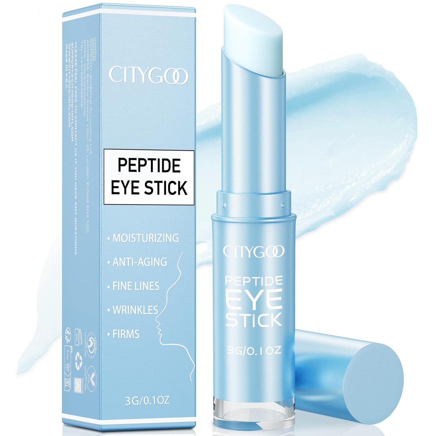 CITYGOO Retinol Eye Stick With Collagen, Hyaluronic Acid For Dark Circle, Under Eye Cream Anti Aging, For Puffiness and Bags Reduces Fine Lines (Peptide Moisturizing Eye Stick, 1pcs)