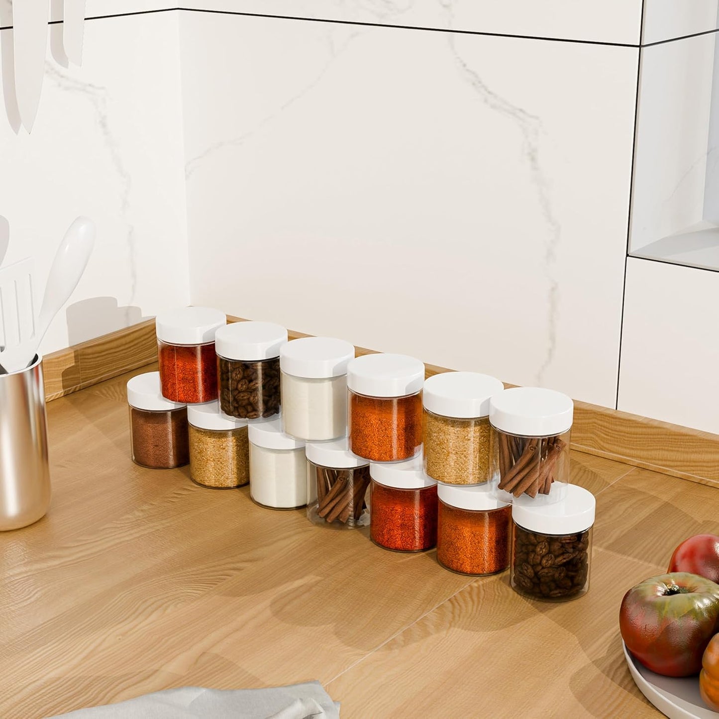 84PCS 4oz/125ml Plastic Jars with Screw On White Lids Seal Stickers Bottle Lid,Clear Container for Storing Dry Food,Spice,Lotion, Cosmetic, Slime, Honey Jam, Cream, Butter