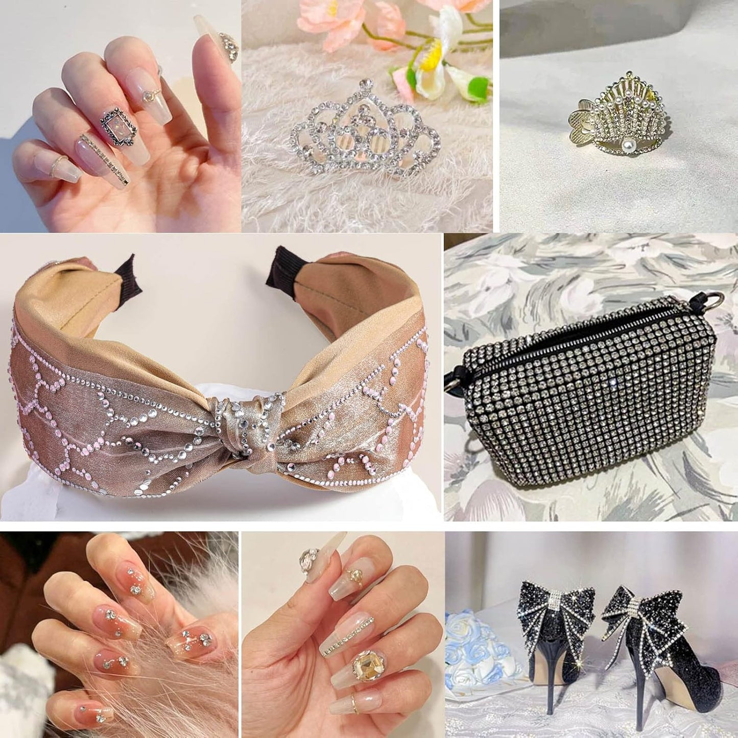 beadsland 288pcs Flat Back Crystal Rhinestones Round Gems for Nail Art and Craft Glue Fix, Crystal (SS30(6.4-6.6mm))