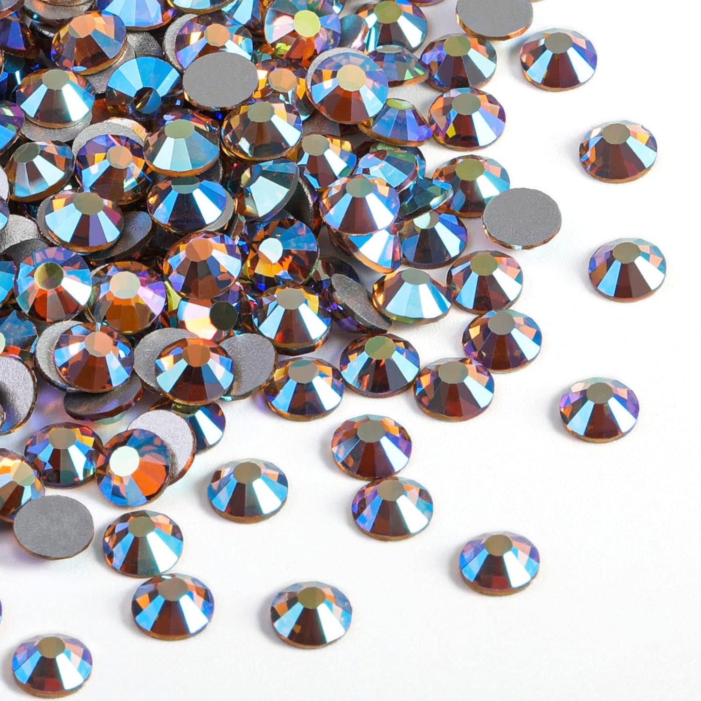 beadsland 1440 Pieces Flat Back Crystal Rhinestones Round Gems, Lt.Colorado Topaz AB,SS16,3.8-4.0mm