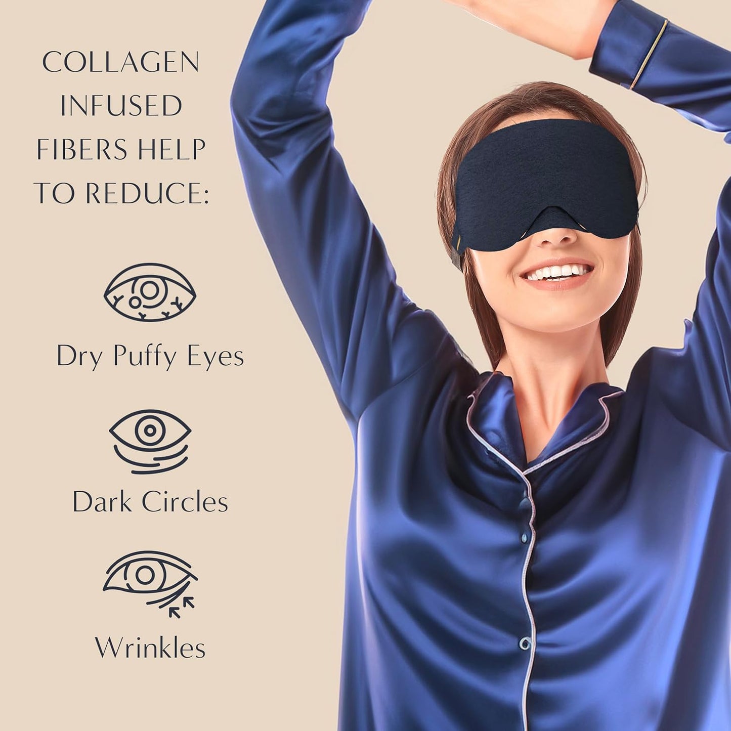 SOMÉ Collagen Eye Mask for Sleeping, Luxurious Adjustable Sleep Mask for Women with Puffy Eyes, Dark Circles & Wrinkles, Collagen Infused Sleeping Mask for Wearable Hydration and Anti-Aging