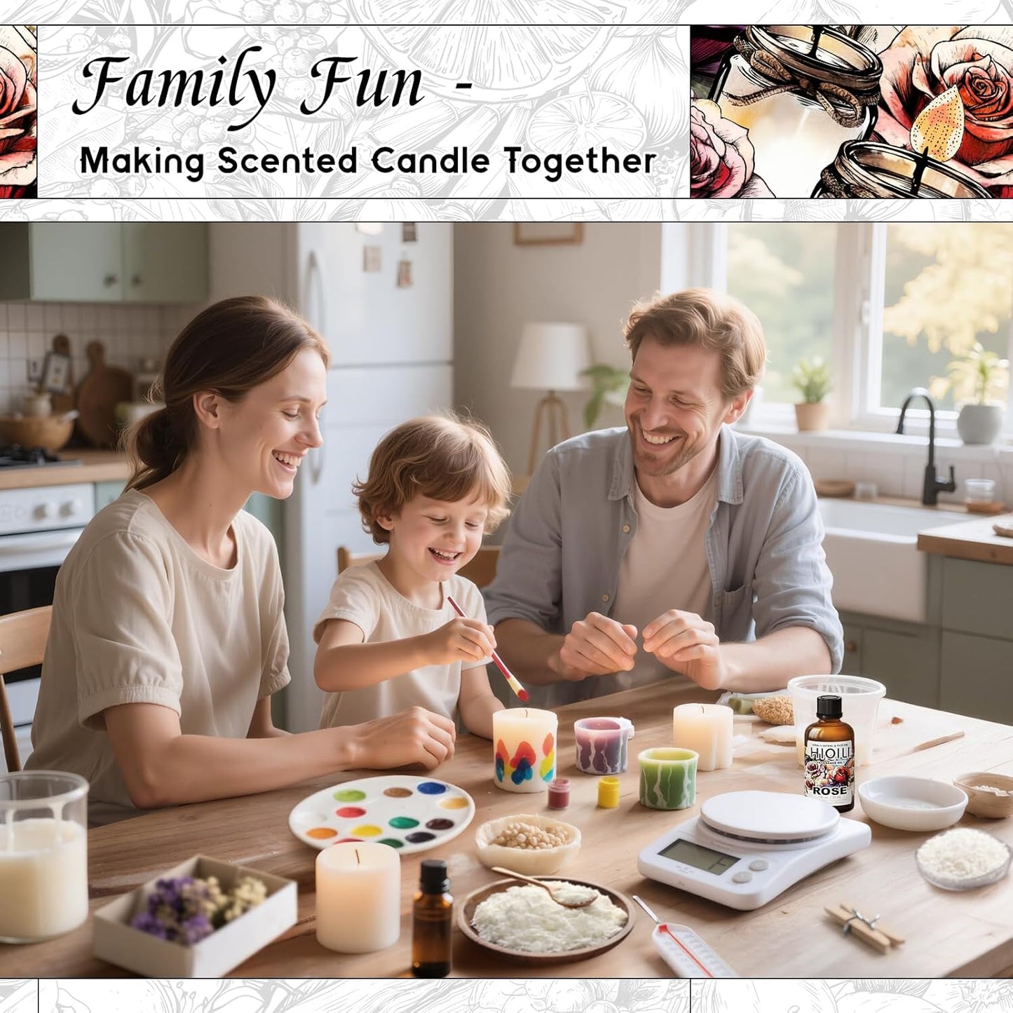 HIQILI Rose Fragrance Oil for Candle & Soap Making, Essential Oil Diffuser, Floral Scents, Add to Laundry Dryer Balls - 1 Fl Oz