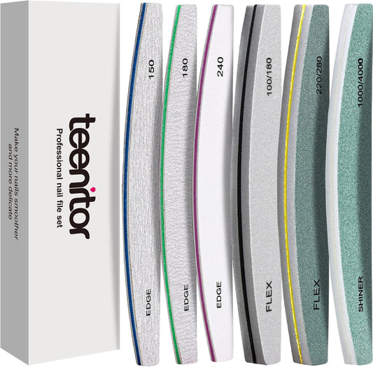 Teenitor Nail File Buffer, Nail Files, Nail Buffer Set to File, Shape,Smooth, Buffer and Shine Nails, Half-Moon