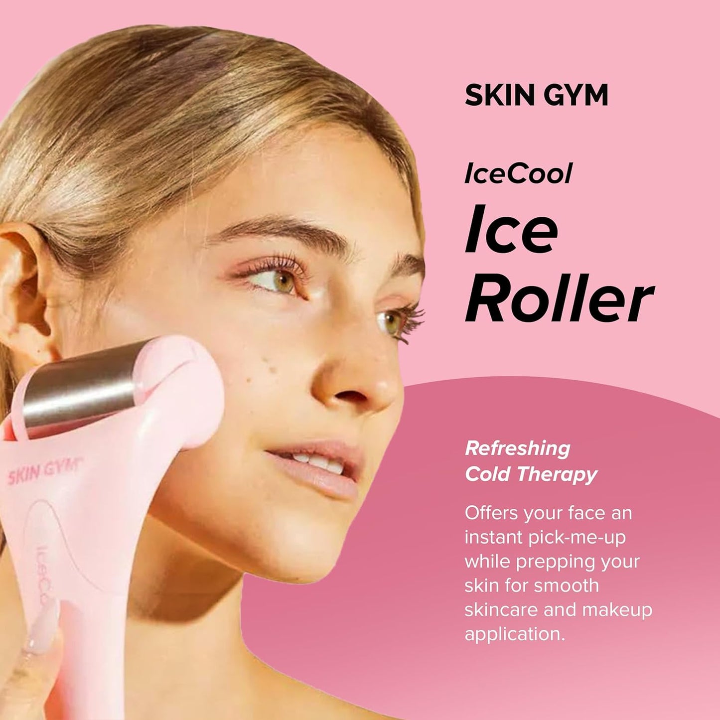 SKIN GYM IceCool Ice Roller, Stainless Steel Cryo Facial Tool for Puffiness and Redness Relief