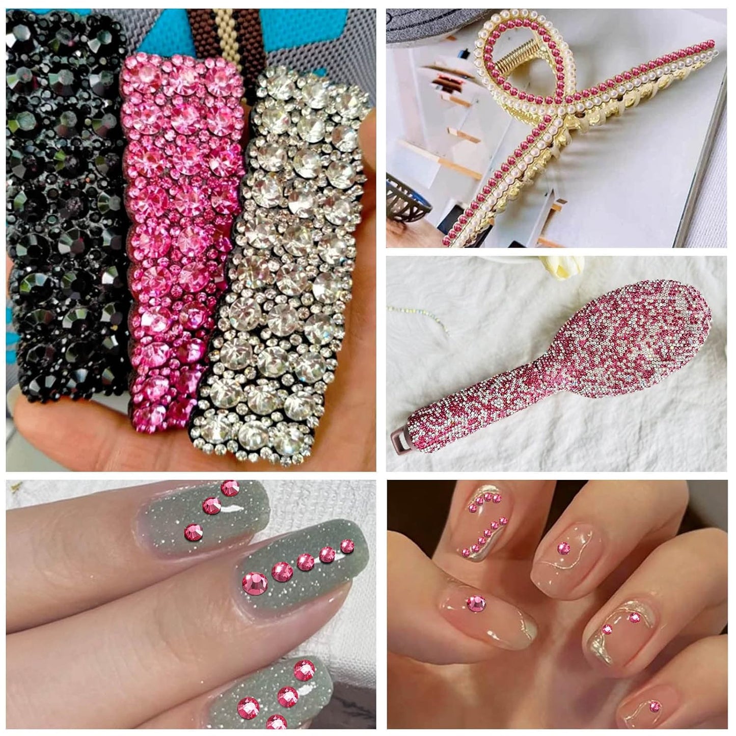 beadsland Flat Back Crystal Rhinestones Round Gems for Nail Art and Craft Glue Fix,Rose (1.3-1.4mm) SS3/1440pcs