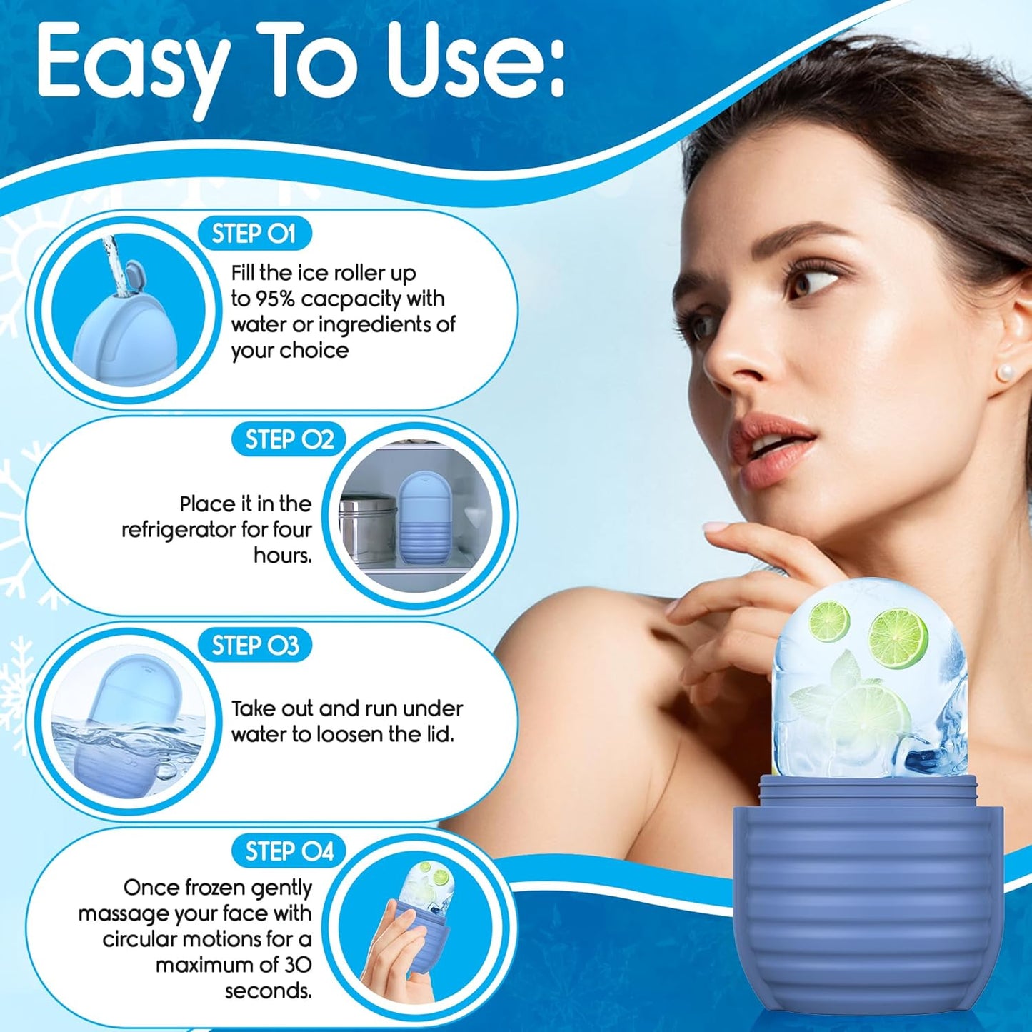 1Pcs Ice Roller for Face, Ice Face Roller, Reusable Silicone Ice Mold for Face, Facial Beauty Ice Roller Skin Care Tools for Shrink Pores Anti Wrinkle Reduce Puffiness (Rose)