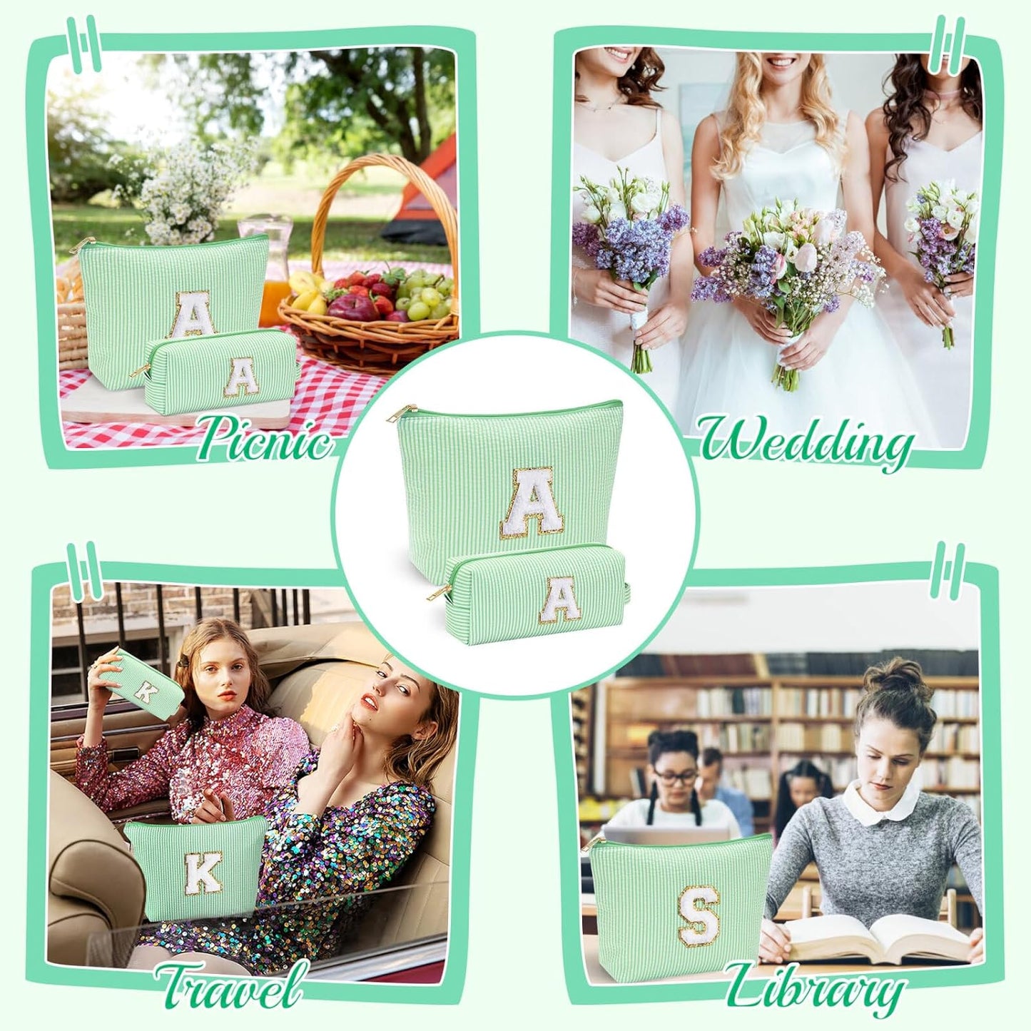 YOOLIFE Birthday Gifts for Women Girls - Personalized Initial Cute Makeup Bags Cosmetic Bag Make Up Bag Toiletry Pouch Gift for Women Her Friend Mom Teacher Sister Teenager Female Bridesmaids Z