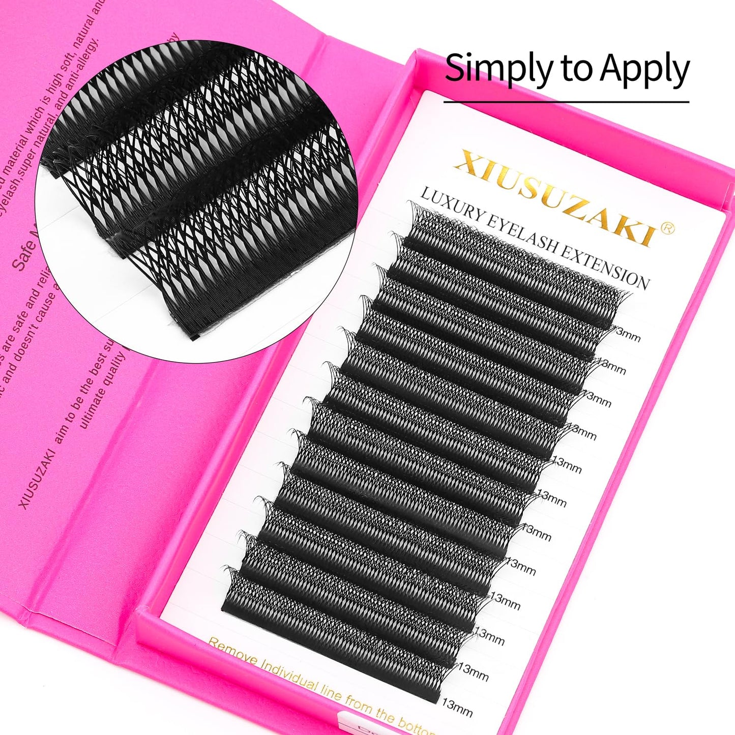 Lash Extensions Double Tips 4D Eyelash Extensions W Shape 0.07mm Thickness C Curl 13mm Premade Fans Easy Fan Volume Lashes Matte Black Crisscross(W-4D-Double Tips-0.07-C,13mm)