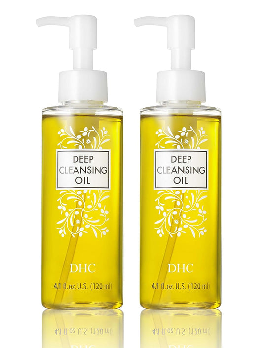 DHC Deep Cleansing Oil Medium 2 pack, Facial Cleansing Oil, Makeup Remover, Cleanses without Clogging Pores, Residue-Free, Fragrance and Colorant Free, All Skin Types, 4.1 fl. oz.