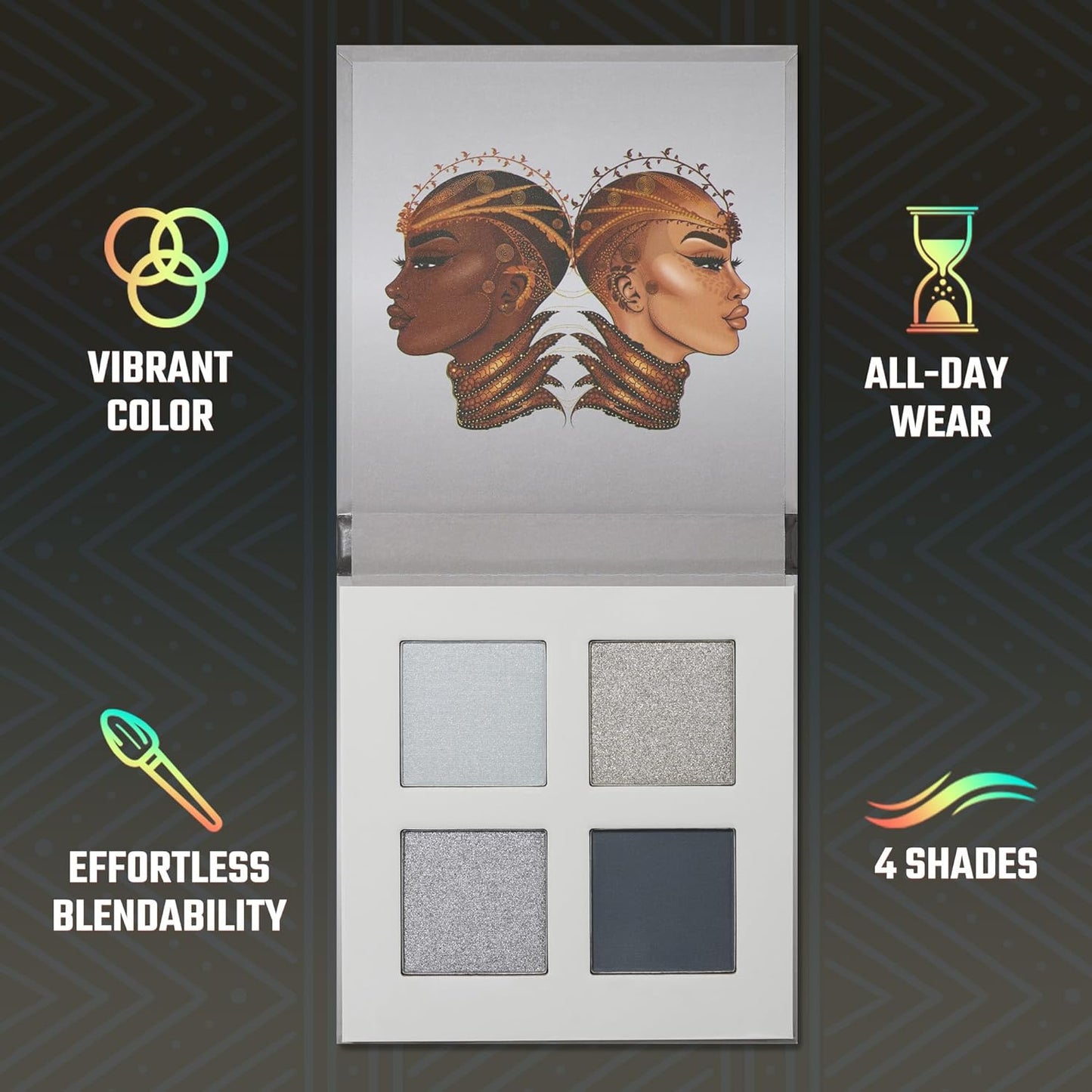 Juvia's Place Rebel Quad Grey Eyeshadow Palette - Professional Eye Makeup, Pigmented Eyeshadow Palette, Makeup Palette for Eye Color & Shine, Pressed Eyeshadow Cosmetics, Shades of 4