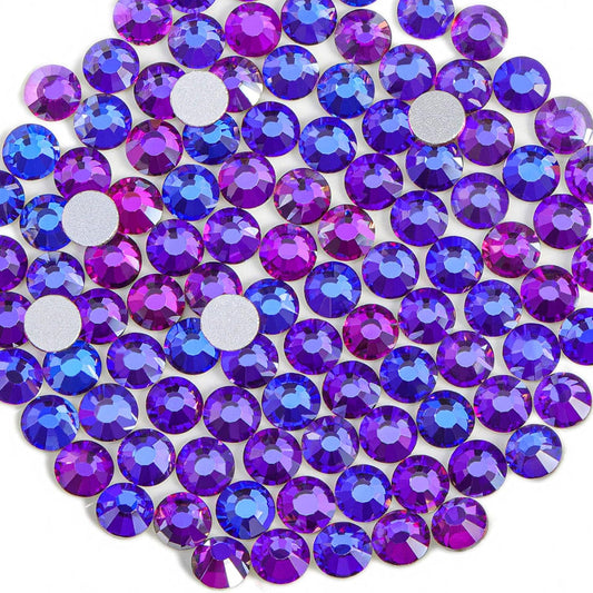 Beadsland 1440pcs Flat Back Crystal Rhinestones Round Gems for Nail Art and Craft Glue Fix, Purple Velvet,SS12,3.0-3.2mm