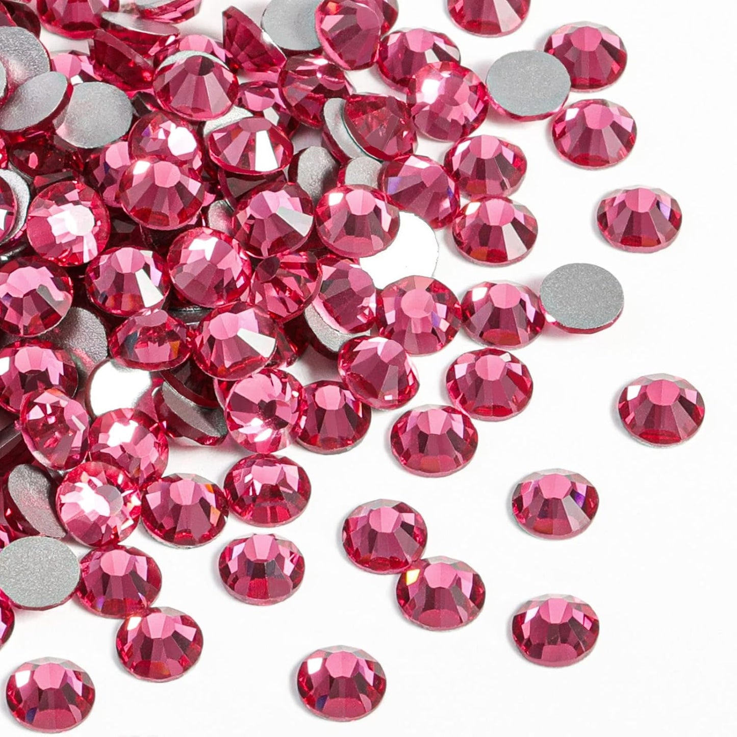 beadsland Flat Back Crystal Rhinestones Round Gems for Nail Art and Craft Glue Fix,Rose (4.6-4.8mm) SS20/1440pcs