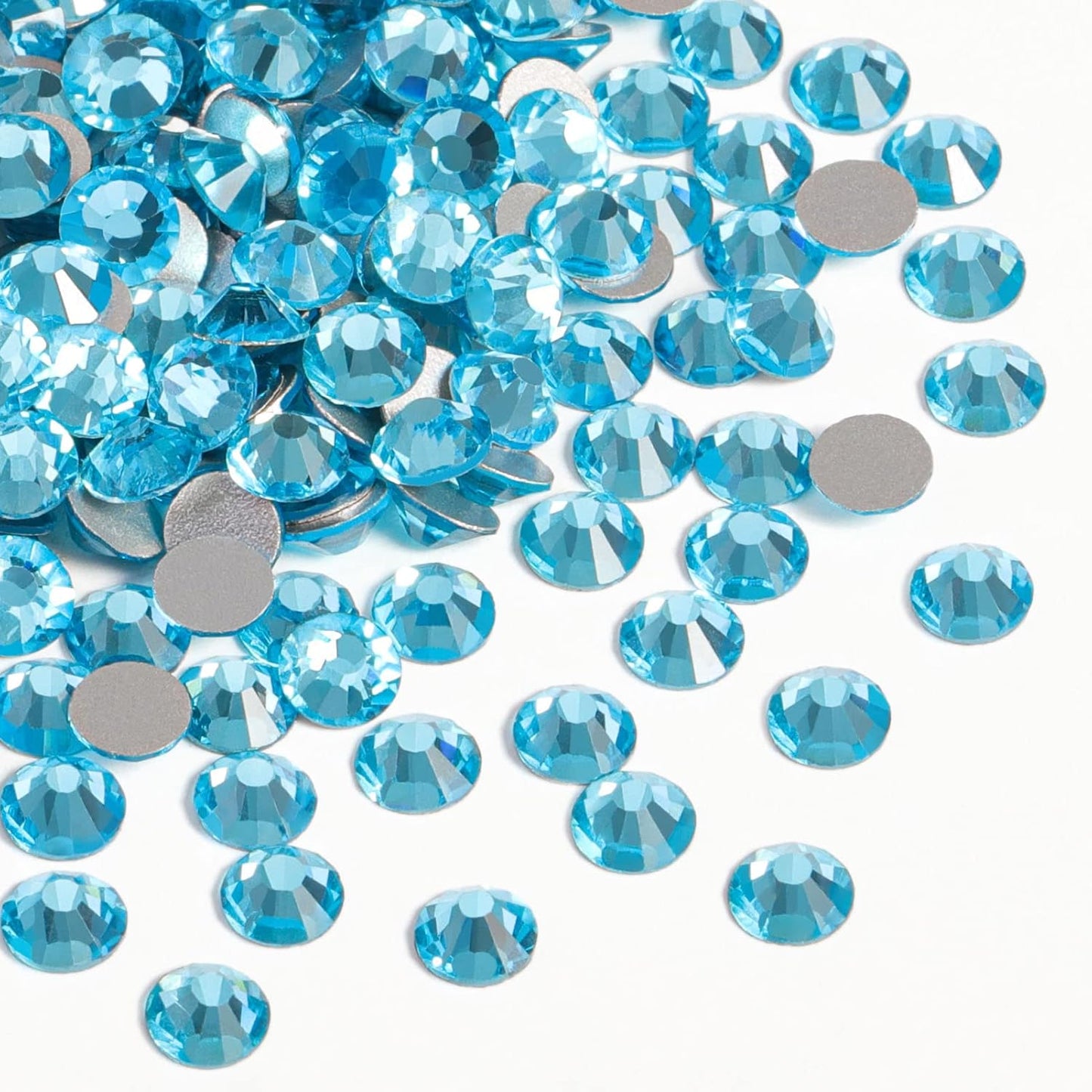 beadsland Flat Back Crystal Rhinestones Round Gems, Aquamarine (2.3-2.5mm) SS8/1440pcs