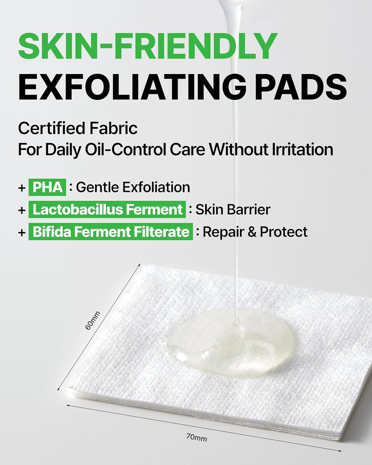 Trouble Control Pad | Korean Toner for Oily, Sensitive & Acne-Prone Skin – Exfoliating Facial Pads with Dual Cotton Rounds & Calming Botanicals (70 Pads)